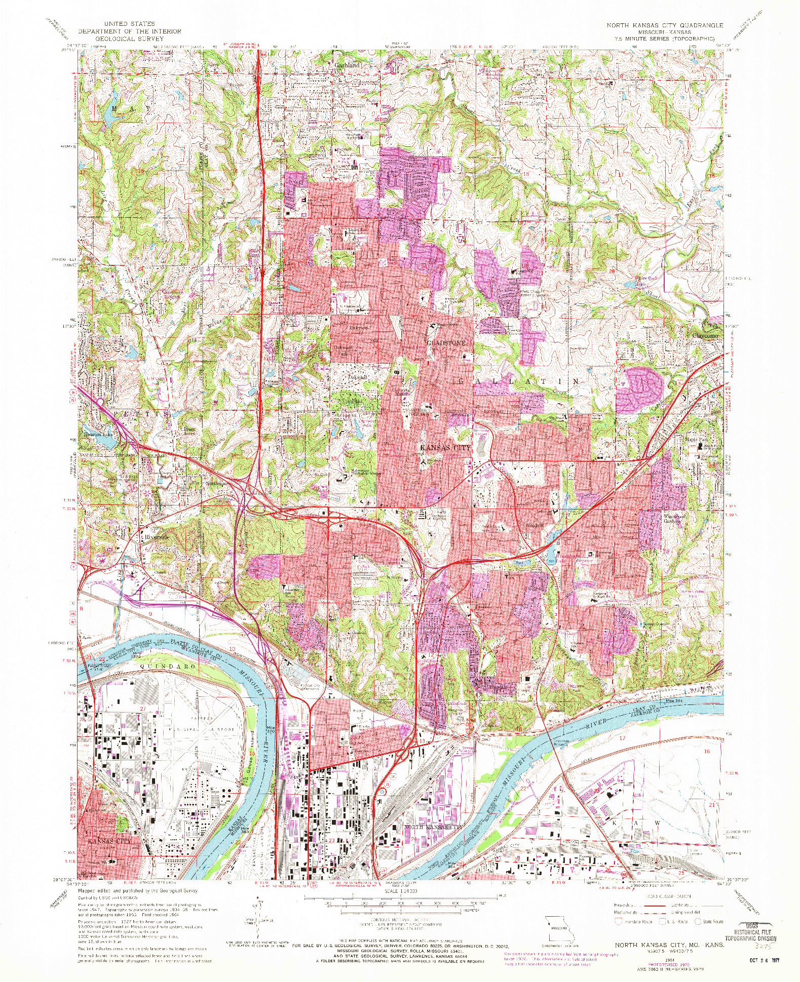 USGS 1:24000-SCALE QUADRANGLE FOR NORTH KANSAS CITY, MO 1964