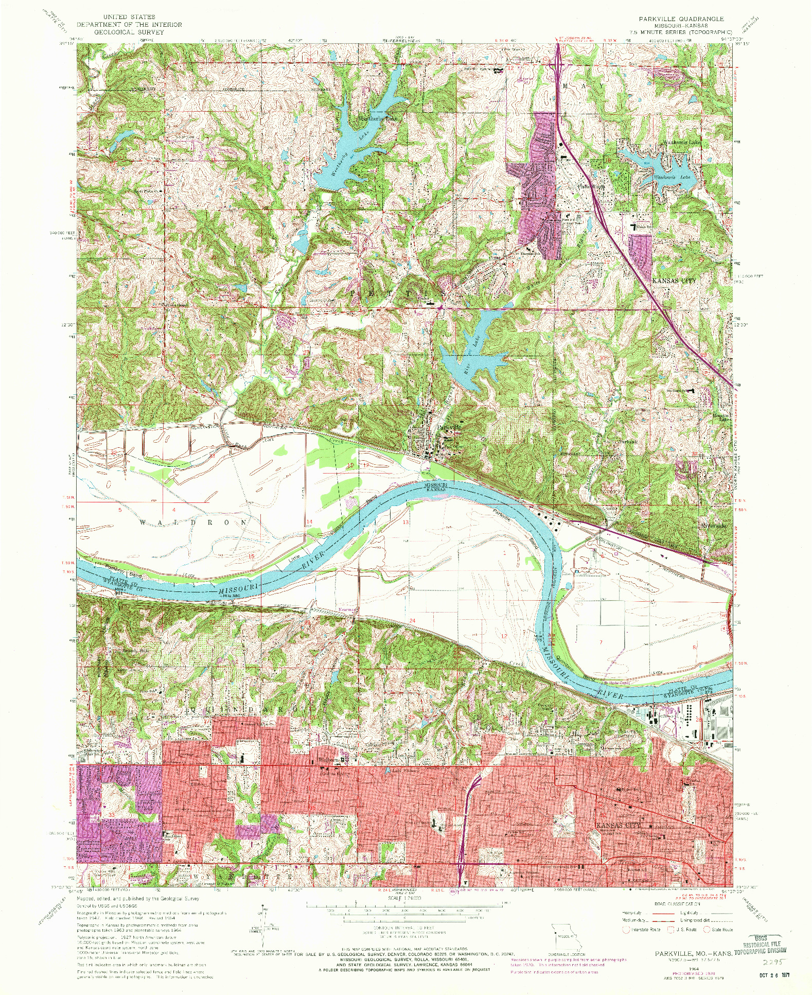 USGS 1:24000-SCALE QUADRANGLE FOR PARKVILLE, MO 1964