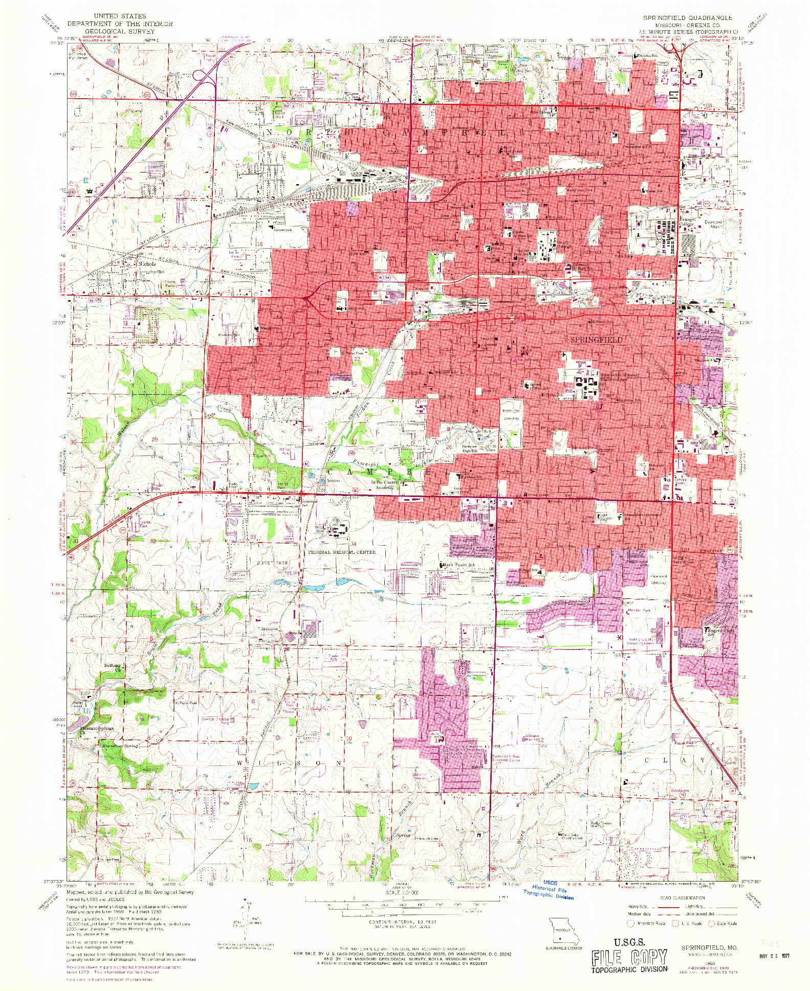 USGS 1:24000-SCALE QUADRANGLE FOR SPRINGFIELD, MO 1960