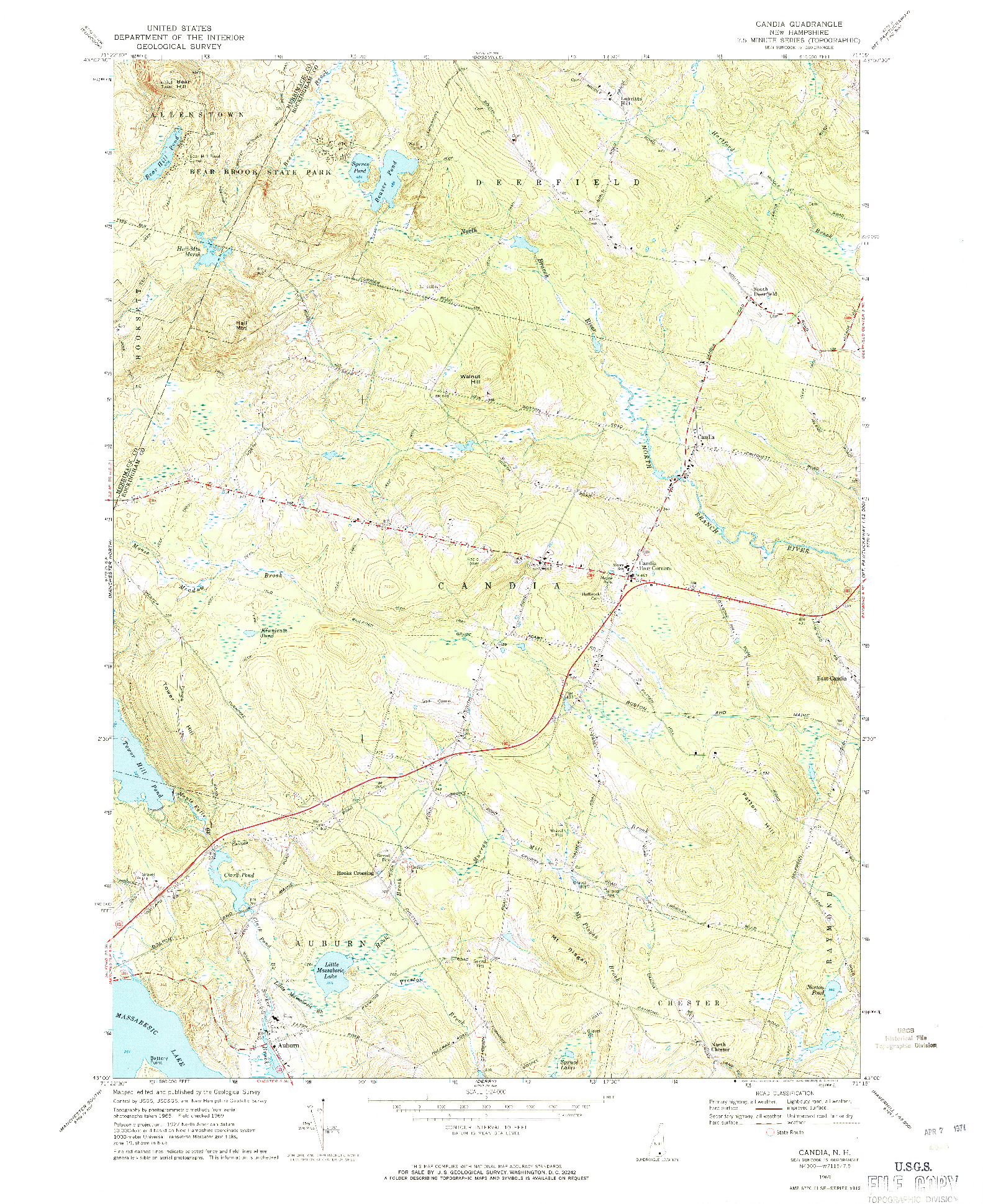 USGS 1:24000-SCALE QUADRANGLE FOR CANDIA, NH 1969