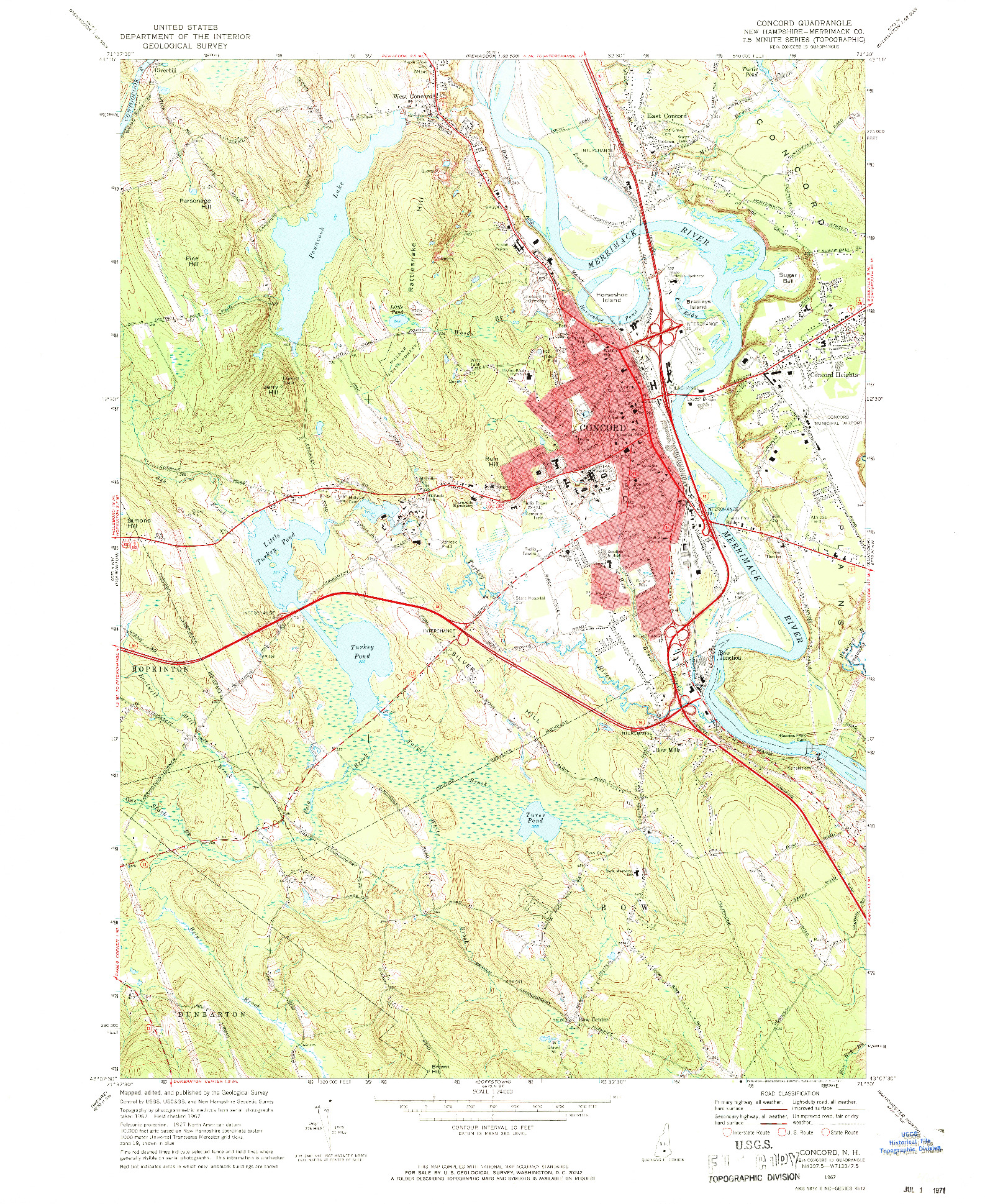 USGS 1:24000-SCALE QUADRANGLE FOR CONCORD, NH 1967