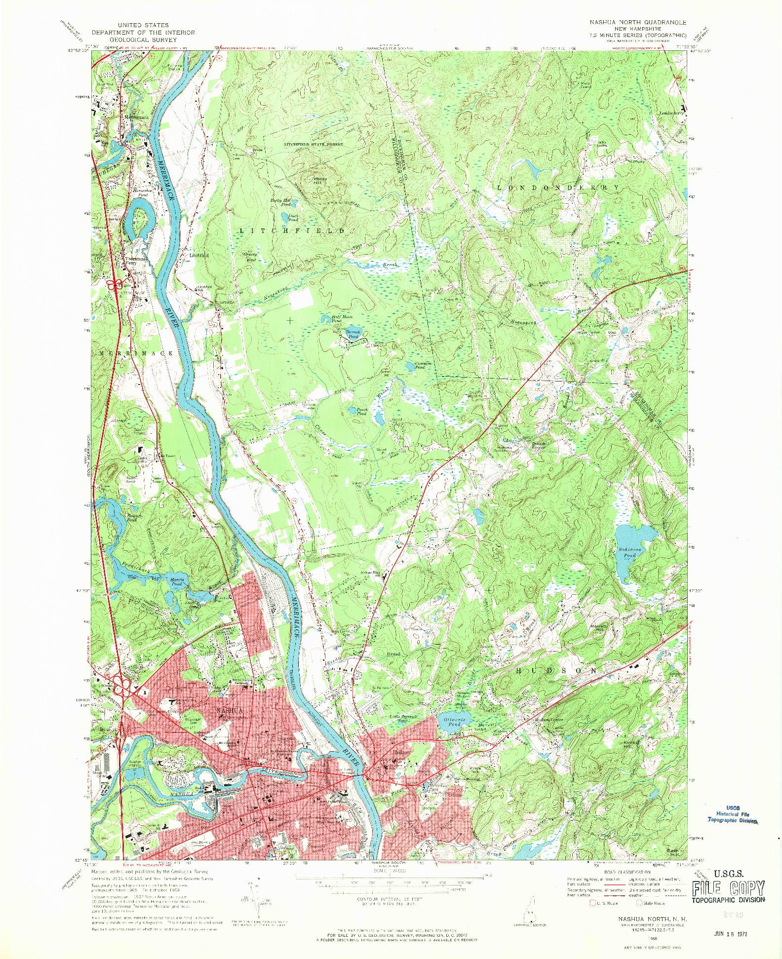 USGS 1:24000-SCALE QUADRANGLE FOR NASHUA NORTH, NH 1968