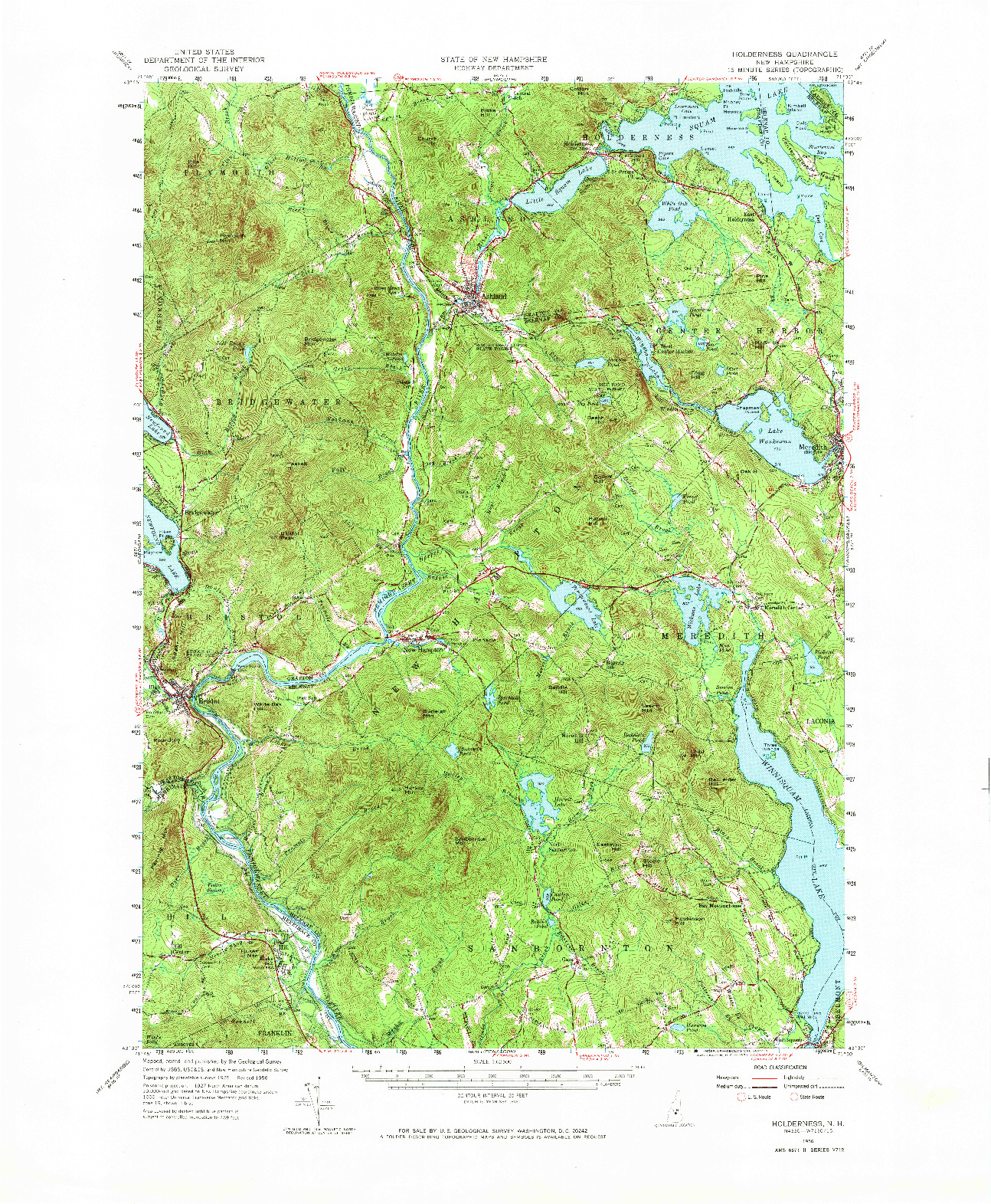 USGS 1:62500-SCALE QUADRANGLE FOR HOLDERNESS, NH 1956