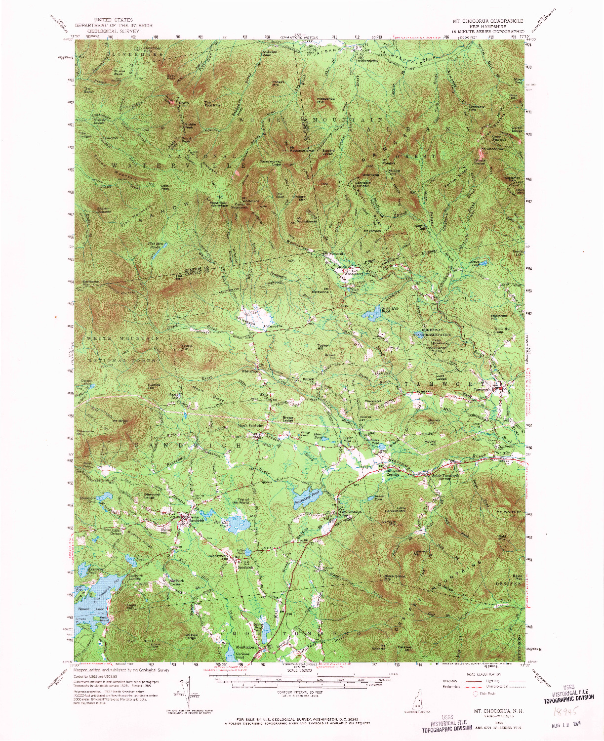USGS 1:62500-SCALE QUADRANGLE FOR MT. CHOCORUA, NH 1958