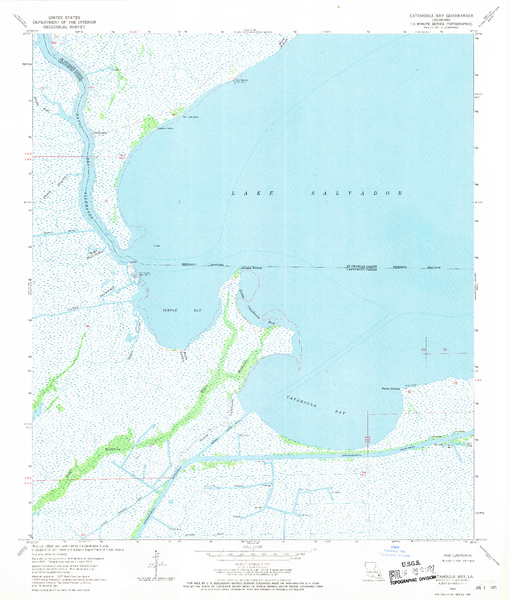 USGS 1:24000-SCALE QUADRANGLE FOR CATAHOULA BAY, LA 1963