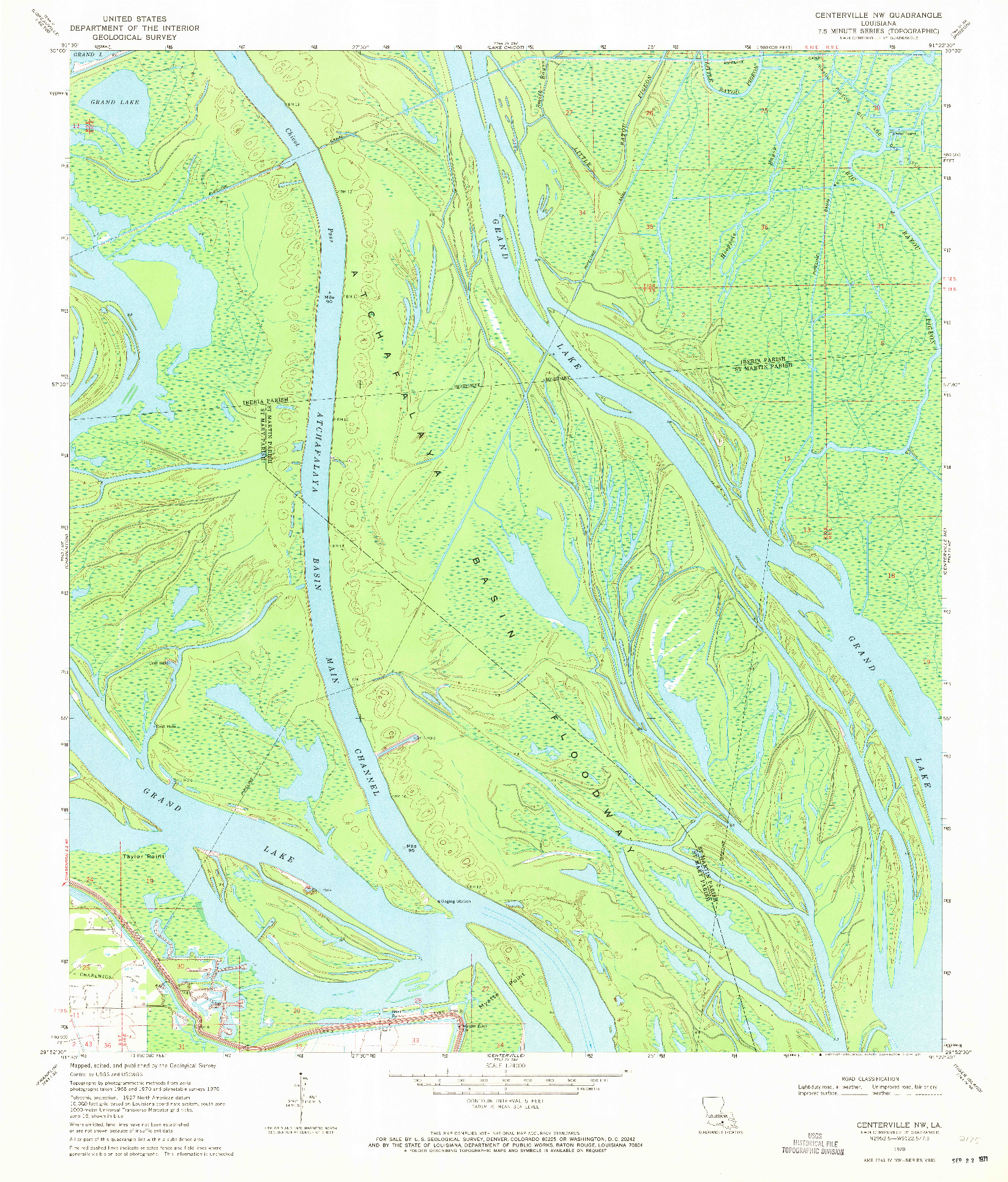 USGS 1:24000-SCALE QUADRANGLE FOR CENTERVILLE NW, LA 1970