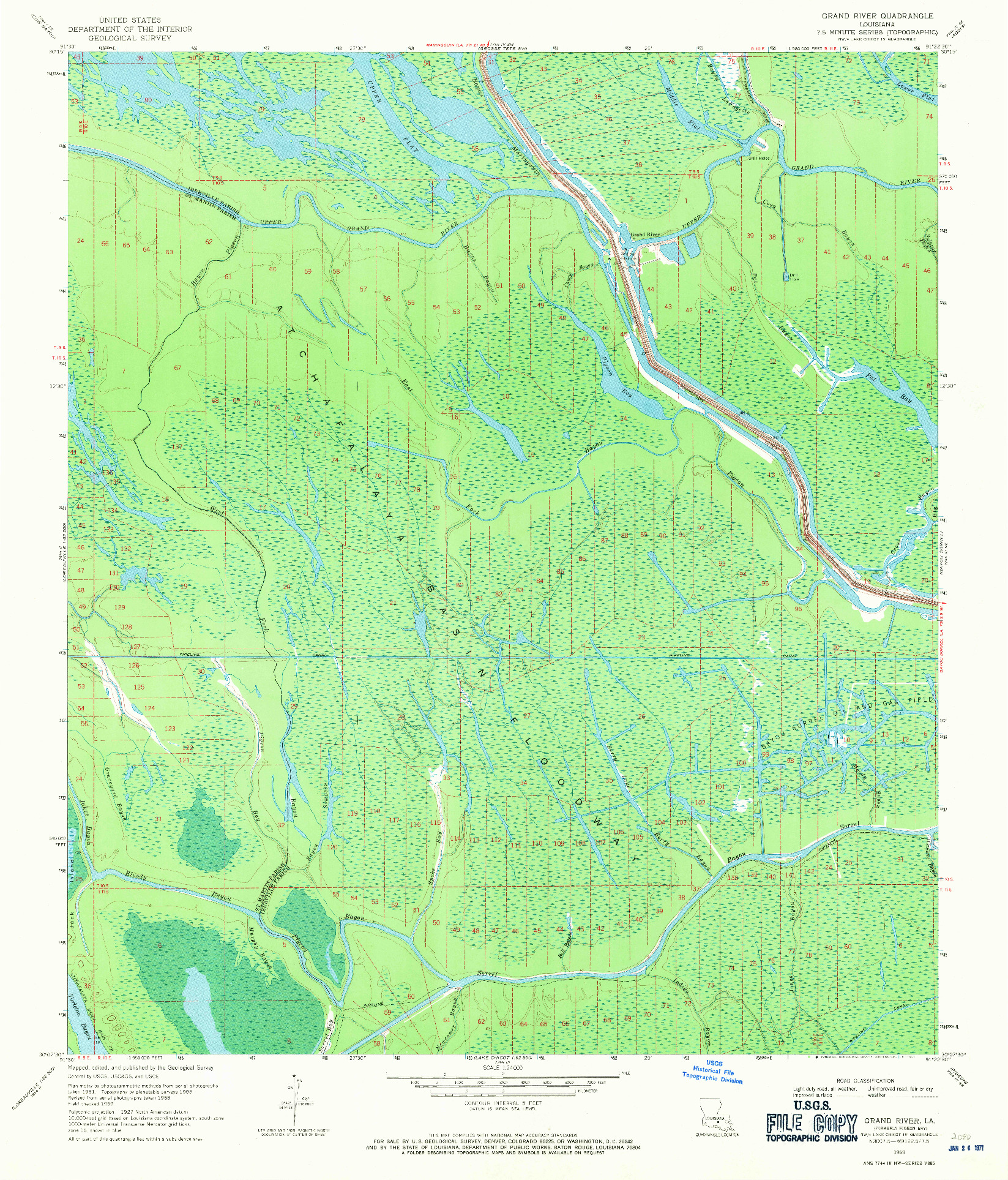 USGS 1:24000-SCALE QUADRANGLE FOR GRAND RIVER, LA 1969