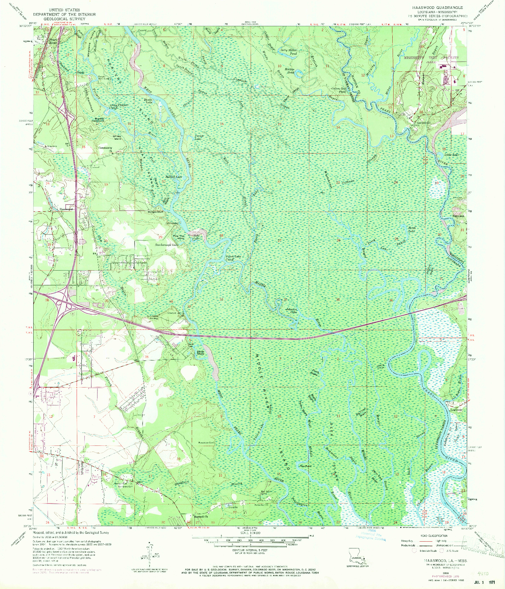 USGS 1:24000-SCALE QUADRANGLE FOR HAASWOOD, LA 1959