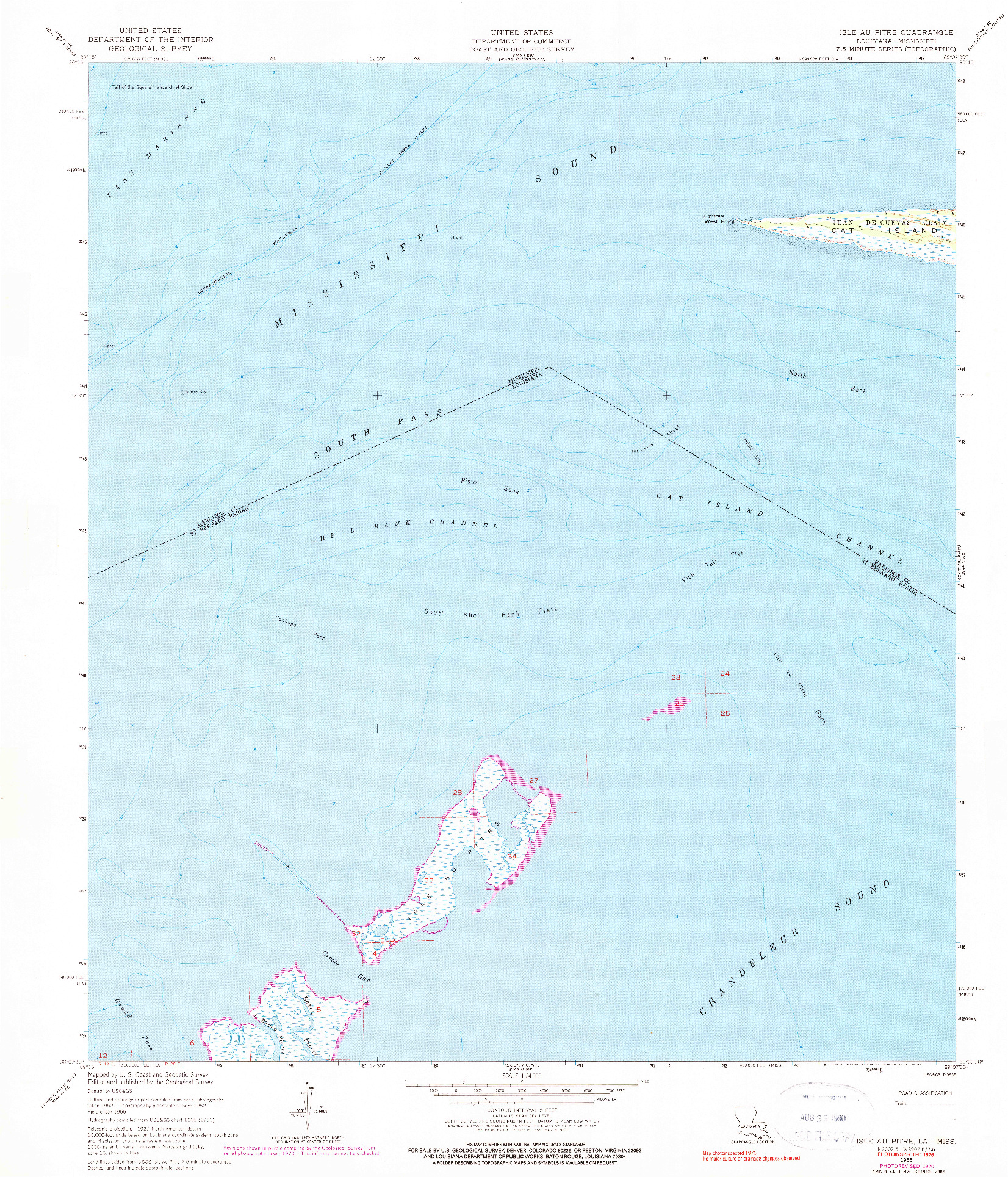 USGS 1:24000-SCALE QUADRANGLE FOR ISLE AU PITRE, LA 1956