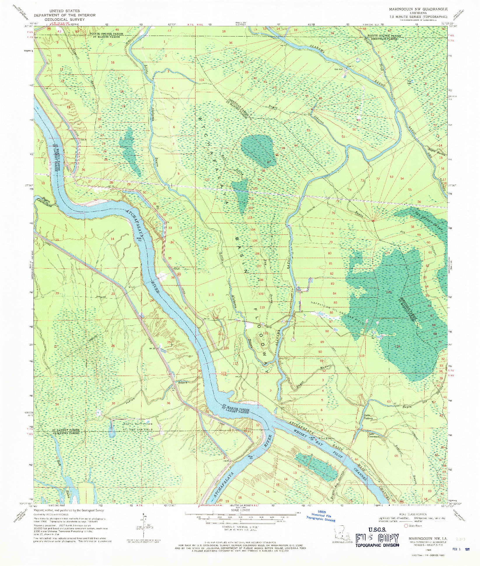 USGS 1:24000-SCALE QUADRANGLE FOR MARINGOUIN NW, LA 1969