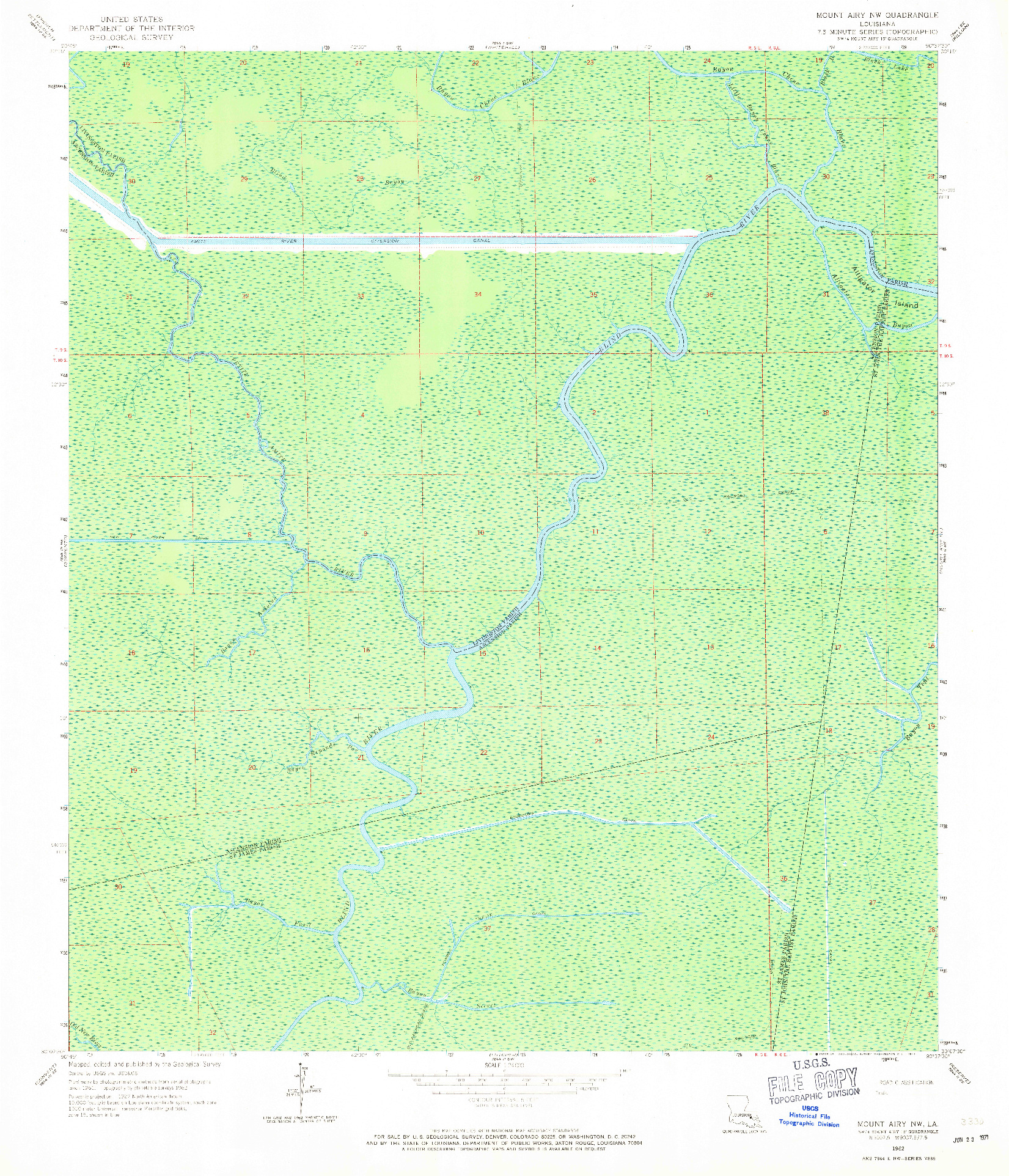 USGS 1:24000-SCALE QUADRANGLE FOR MOUNT AIRY NW, LA 1962