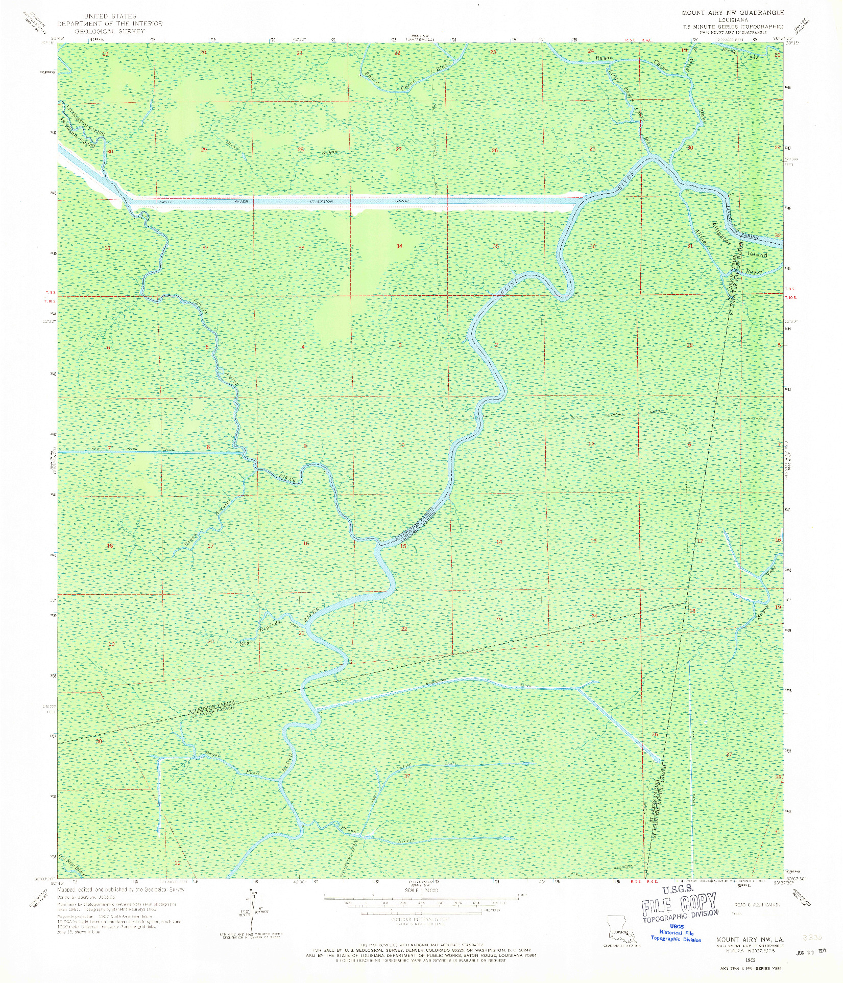 USGS 1:24000-SCALE QUADRANGLE FOR MOUNT AIRY NW, LA 1962