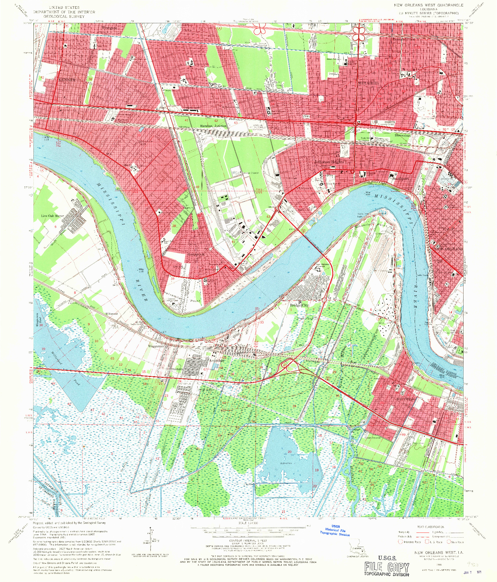 USGS 1:24000-SCALE QUADRANGLE FOR NEW ORLEANS WEST, LA 1965