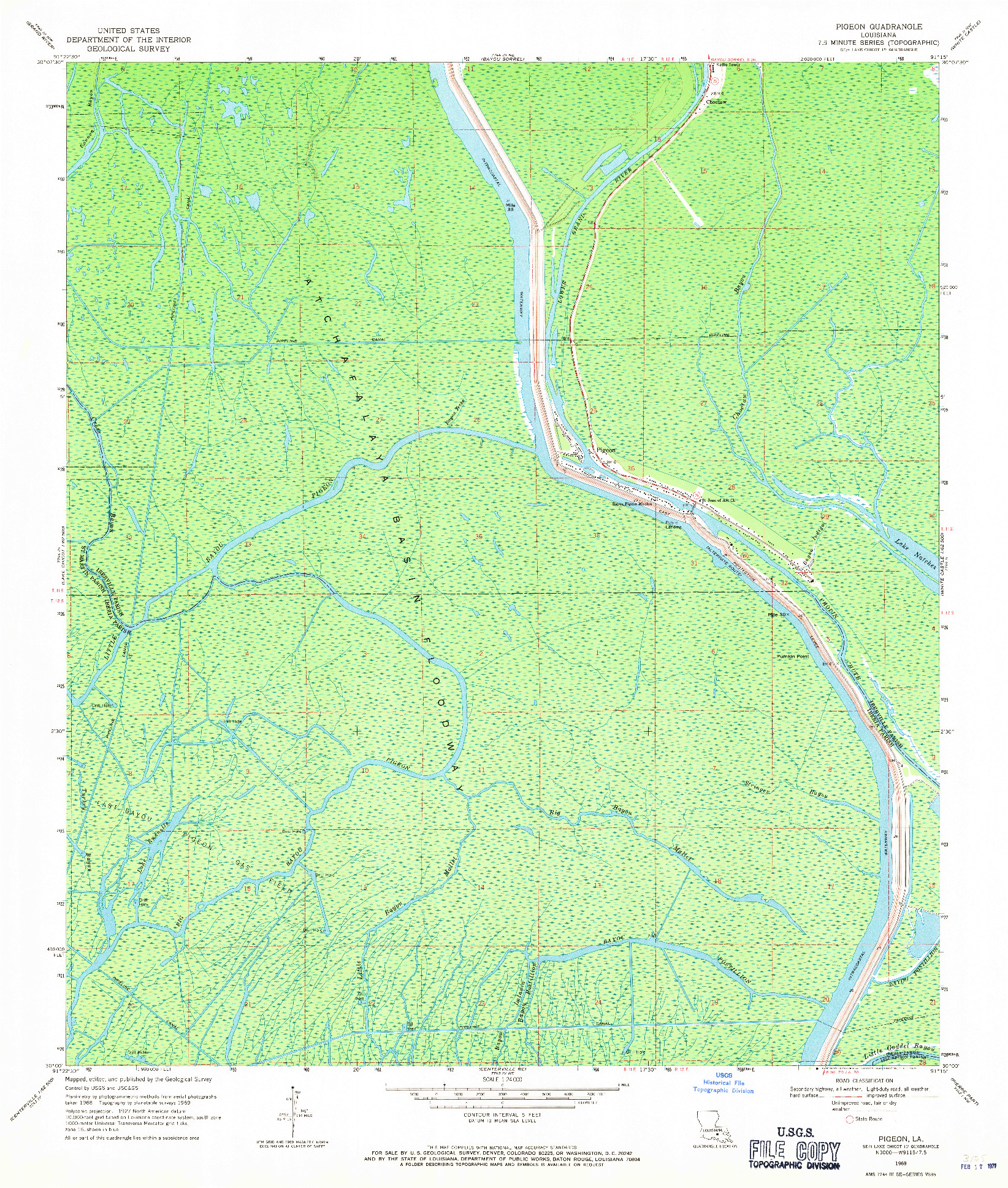 USGS 1:24000-SCALE QUADRANGLE FOR PIGEON, LA 1969