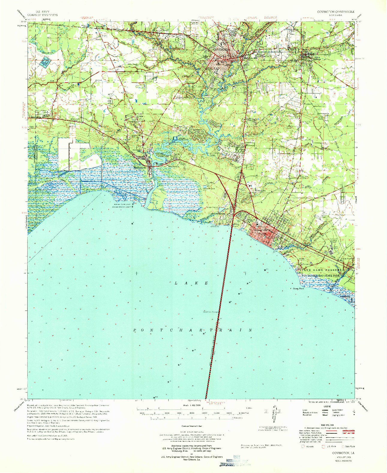 USGS 1:62500-SCALE QUADRANGLE FOR COVINGTON, LA 1969