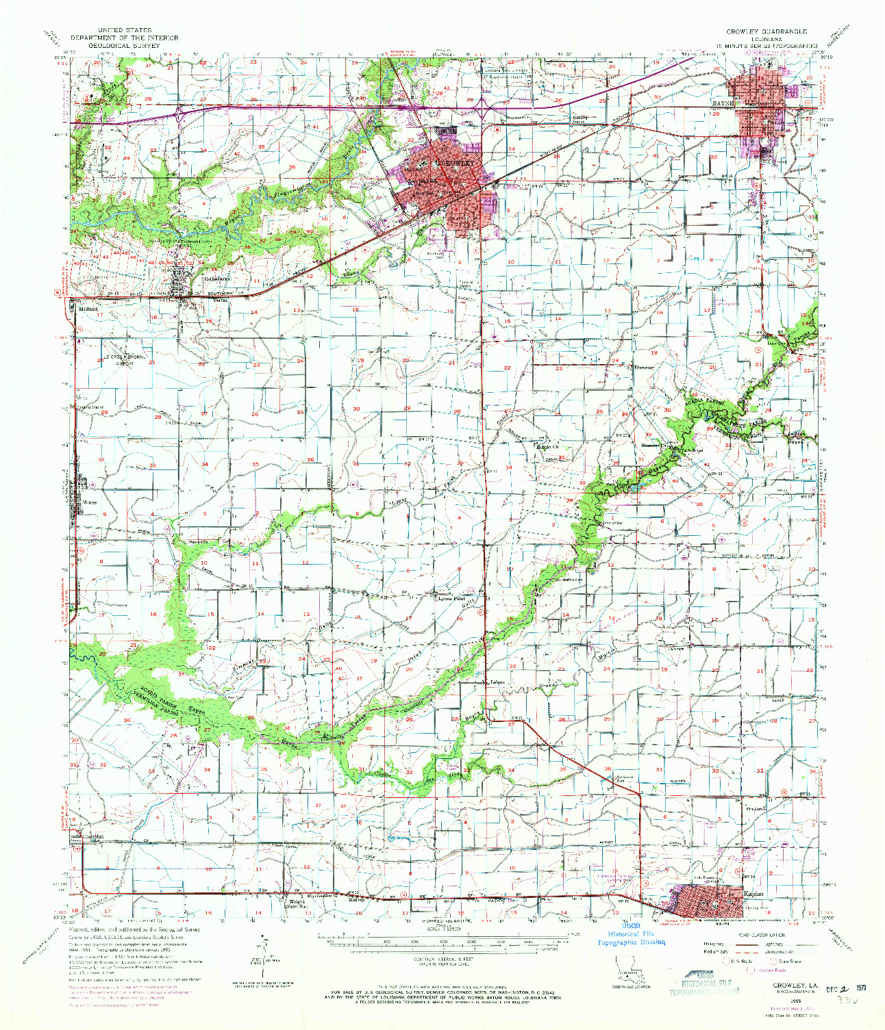 USGS 1:62500-SCALE QUADRANGLE FOR CROWLEY, LA 1955