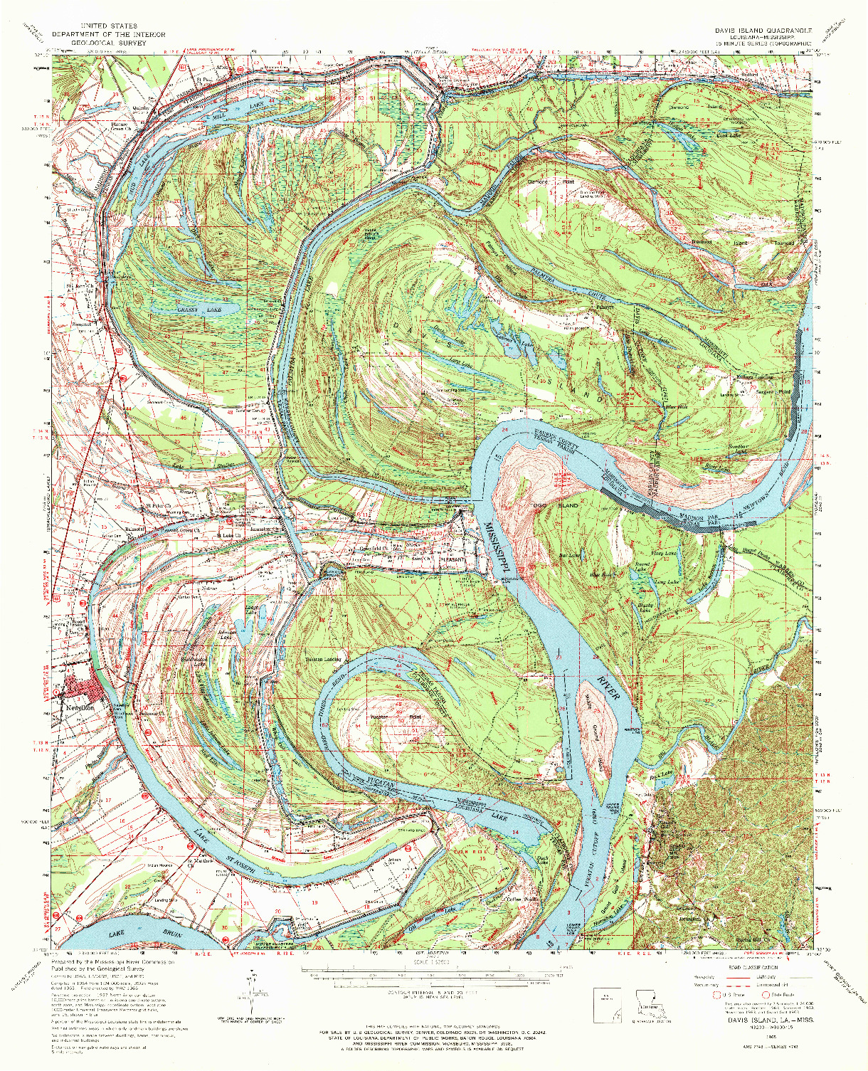 USGS 1:62500-SCALE QUADRANGLE FOR DAVIS ISLAND, LA 1965