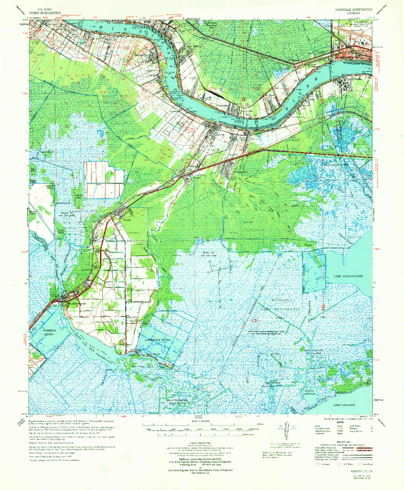 USGS 1:62500-SCALE QUADRANGLE FOR HAHNVILLE, LA 1969