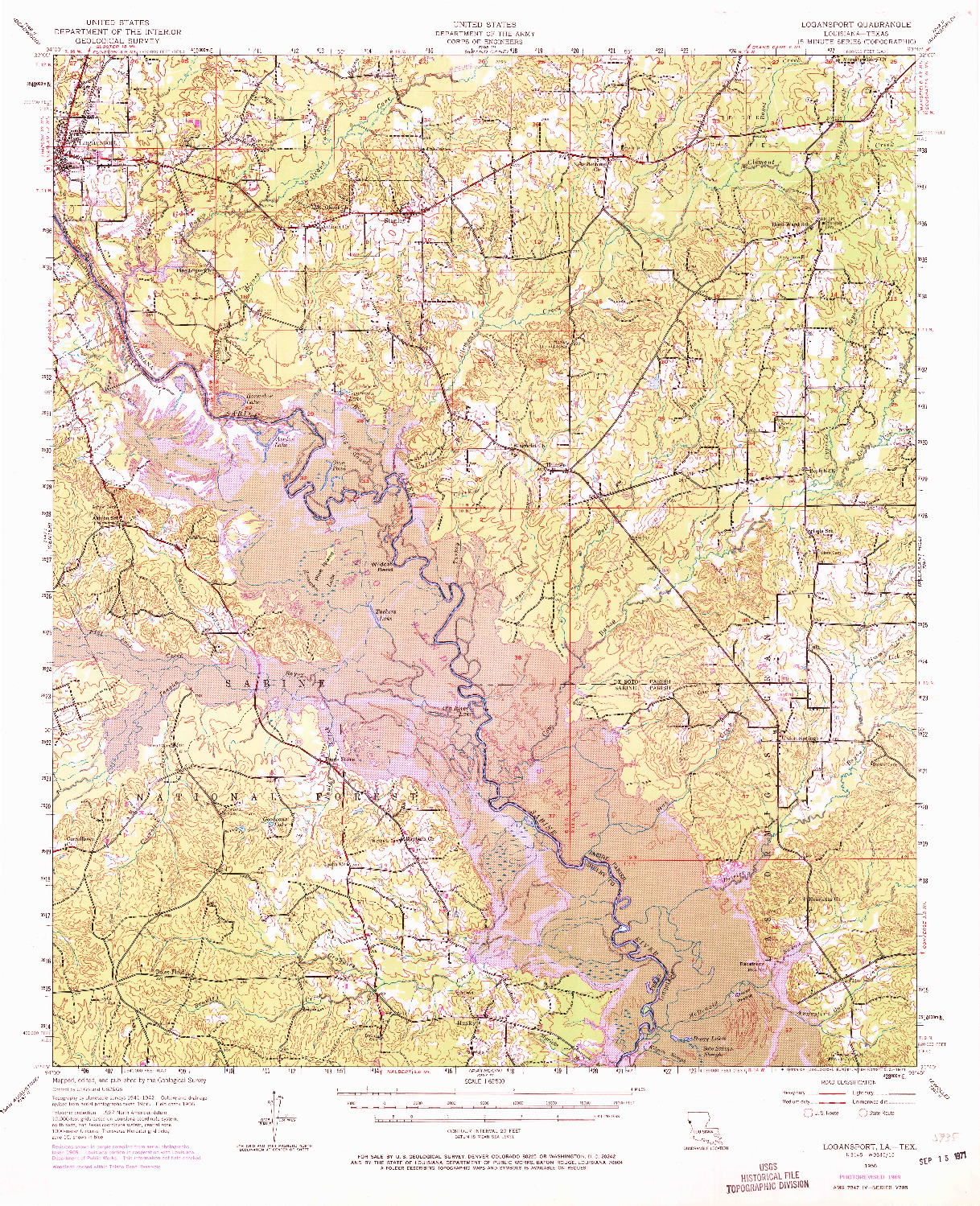 USGS 1:62500-SCALE QUADRANGLE FOR LOGANSPORT, LA 1956