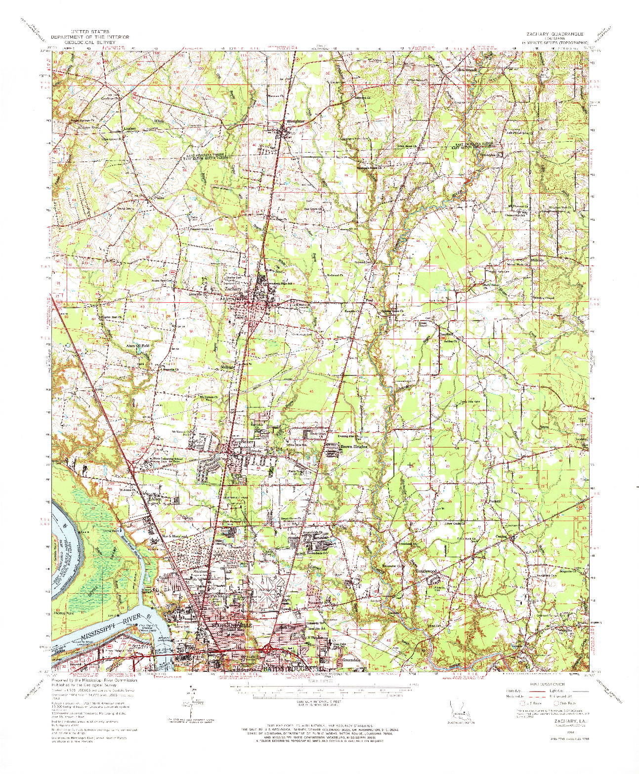 USGS 1:62500-SCALE QUADRANGLE FOR ZACHARY, LA 1963