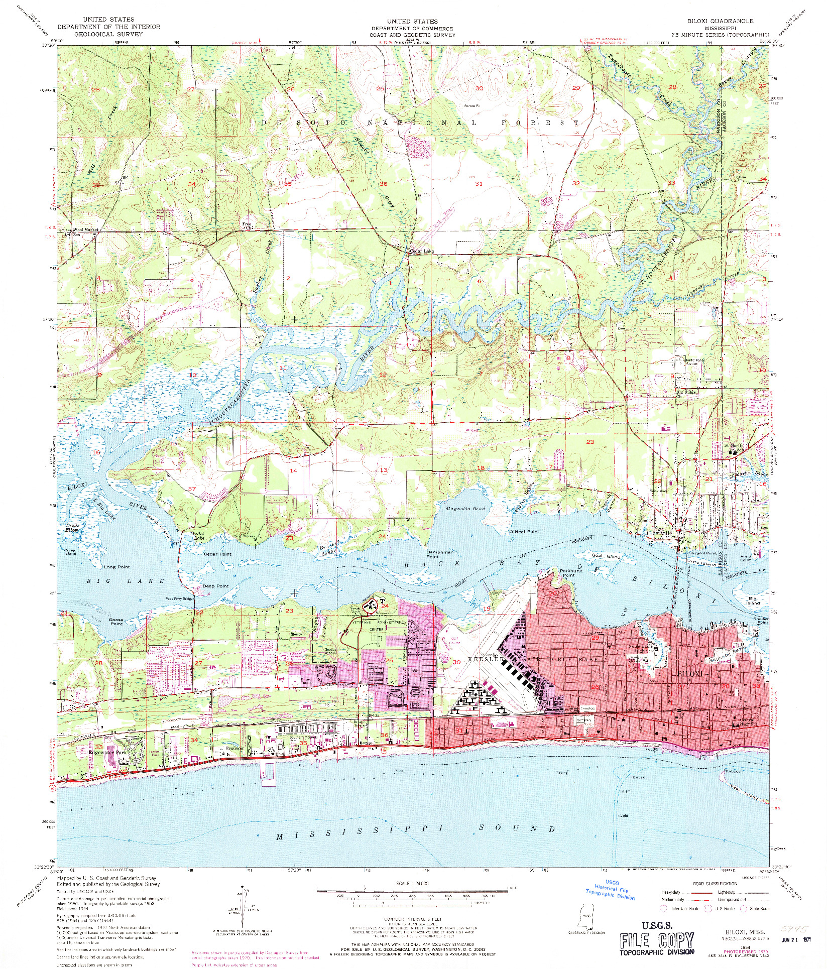 USGS 1:24000-SCALE QUADRANGLE FOR BILOXI, MS 1954