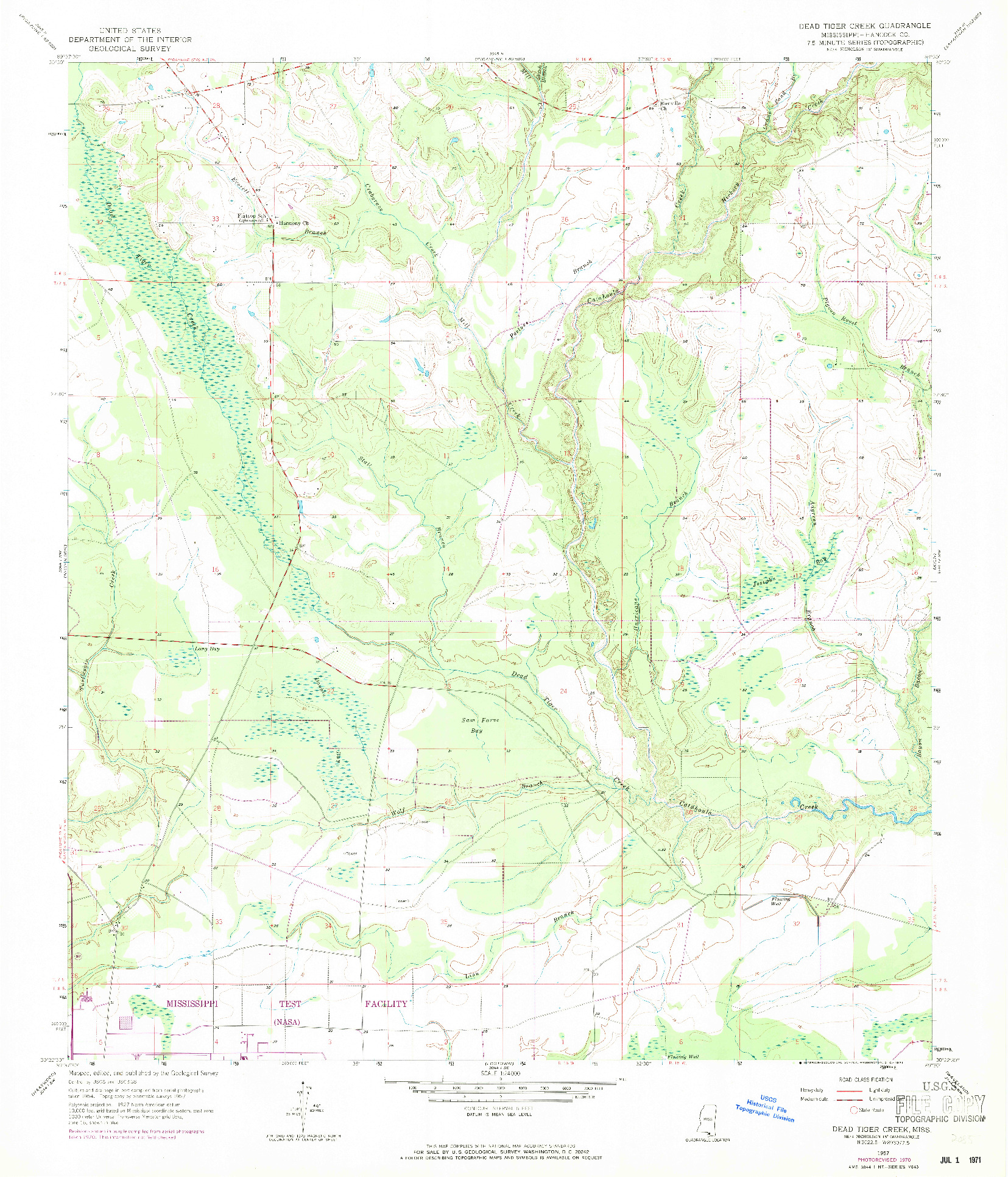 USGS 1:24000-SCALE QUADRANGLE FOR DEAD TIGER CREEK, MS 1957