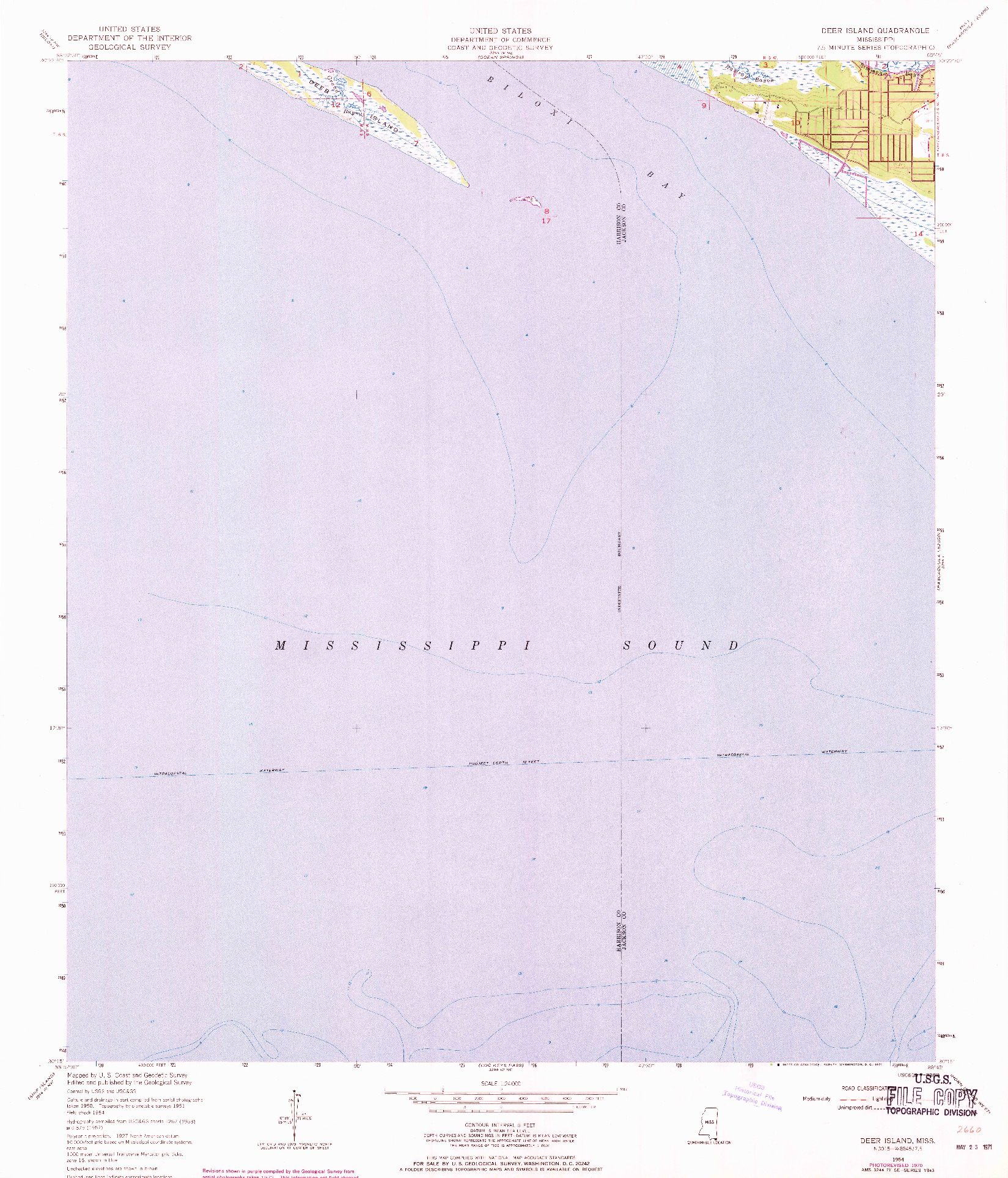 USGS 1:24000-SCALE QUADRANGLE FOR DEER ISLAND, MS 1954