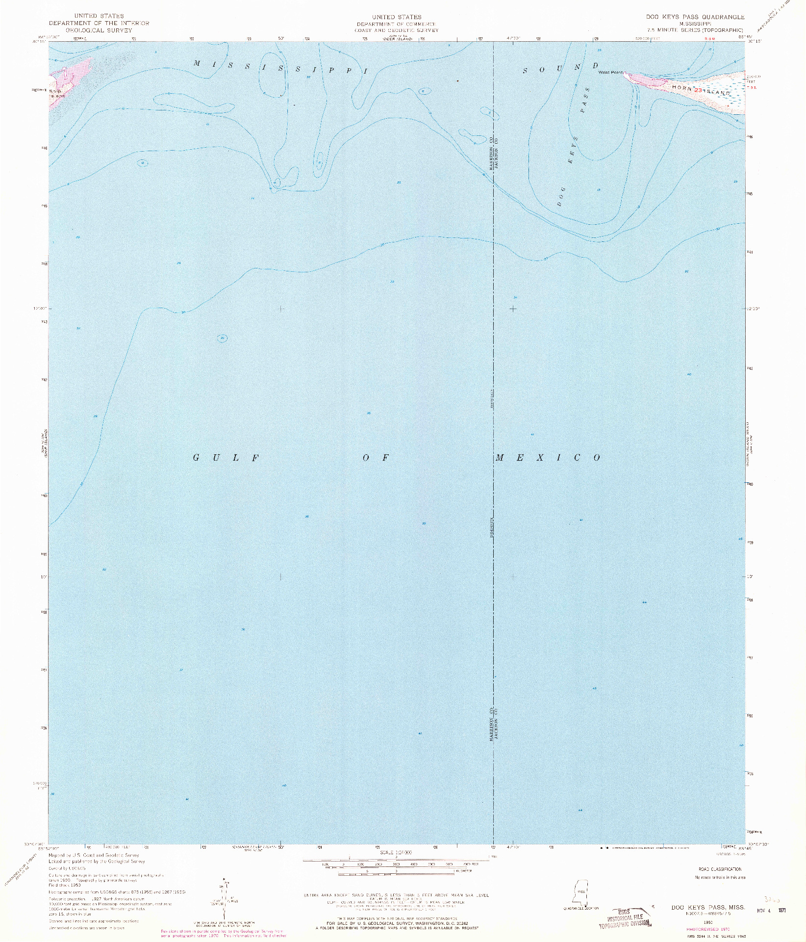 USGS 1:24000-SCALE QUADRANGLE FOR DOG KEYS PASS, MS 1950