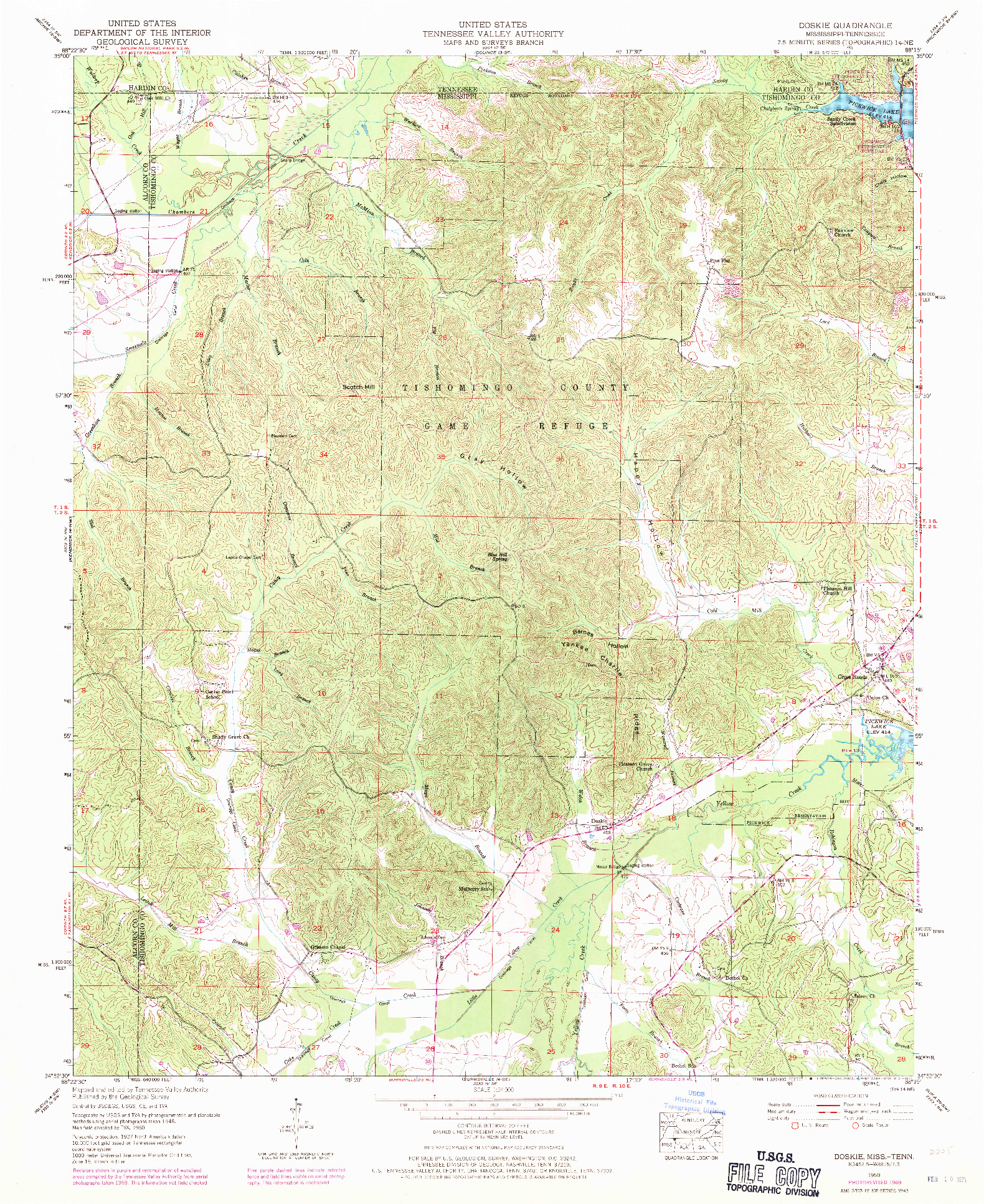 USGS 1:24000-SCALE QUADRANGLE FOR DOSKIE, MS 1950