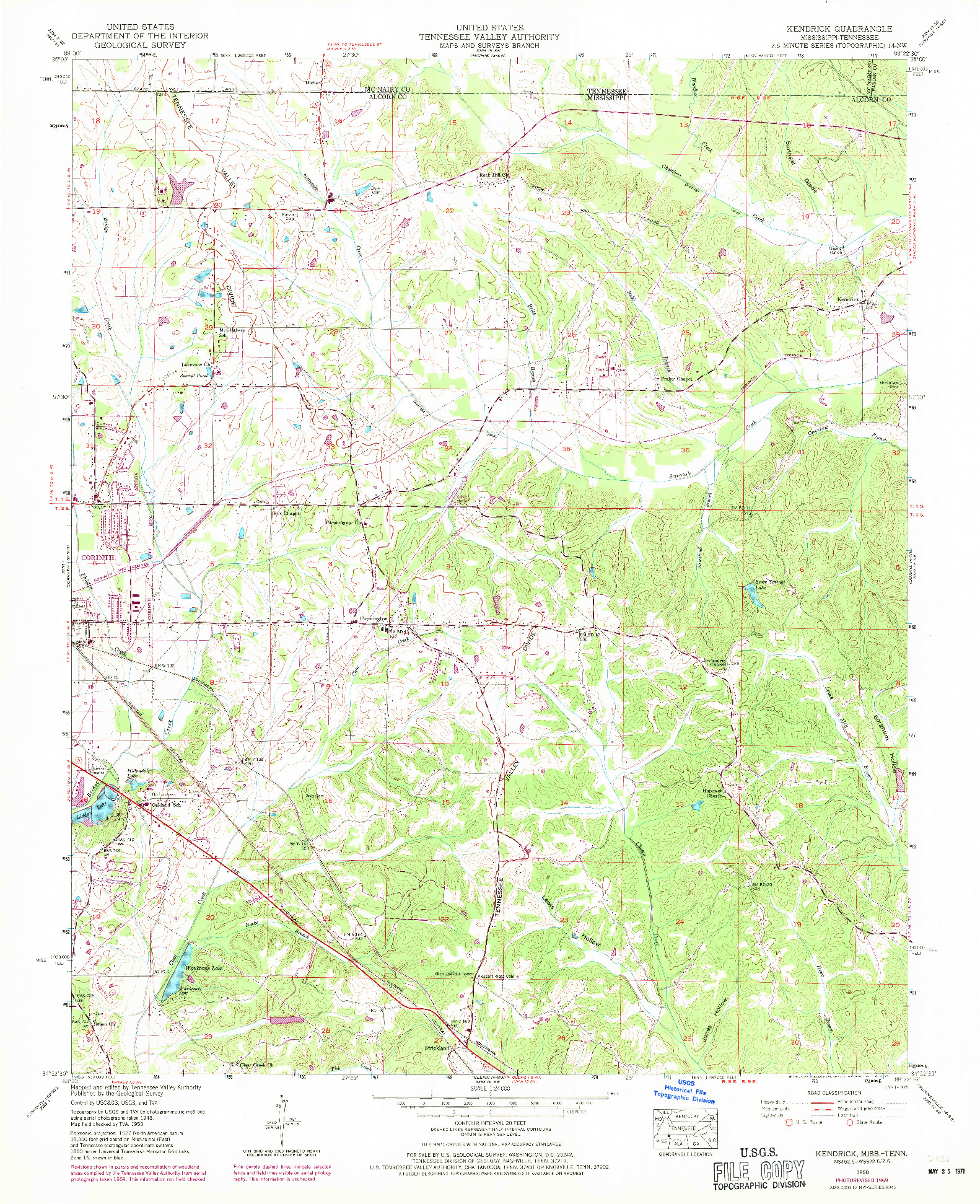 USGS 1:24000-SCALE QUADRANGLE FOR KENDRICK, MS 1950