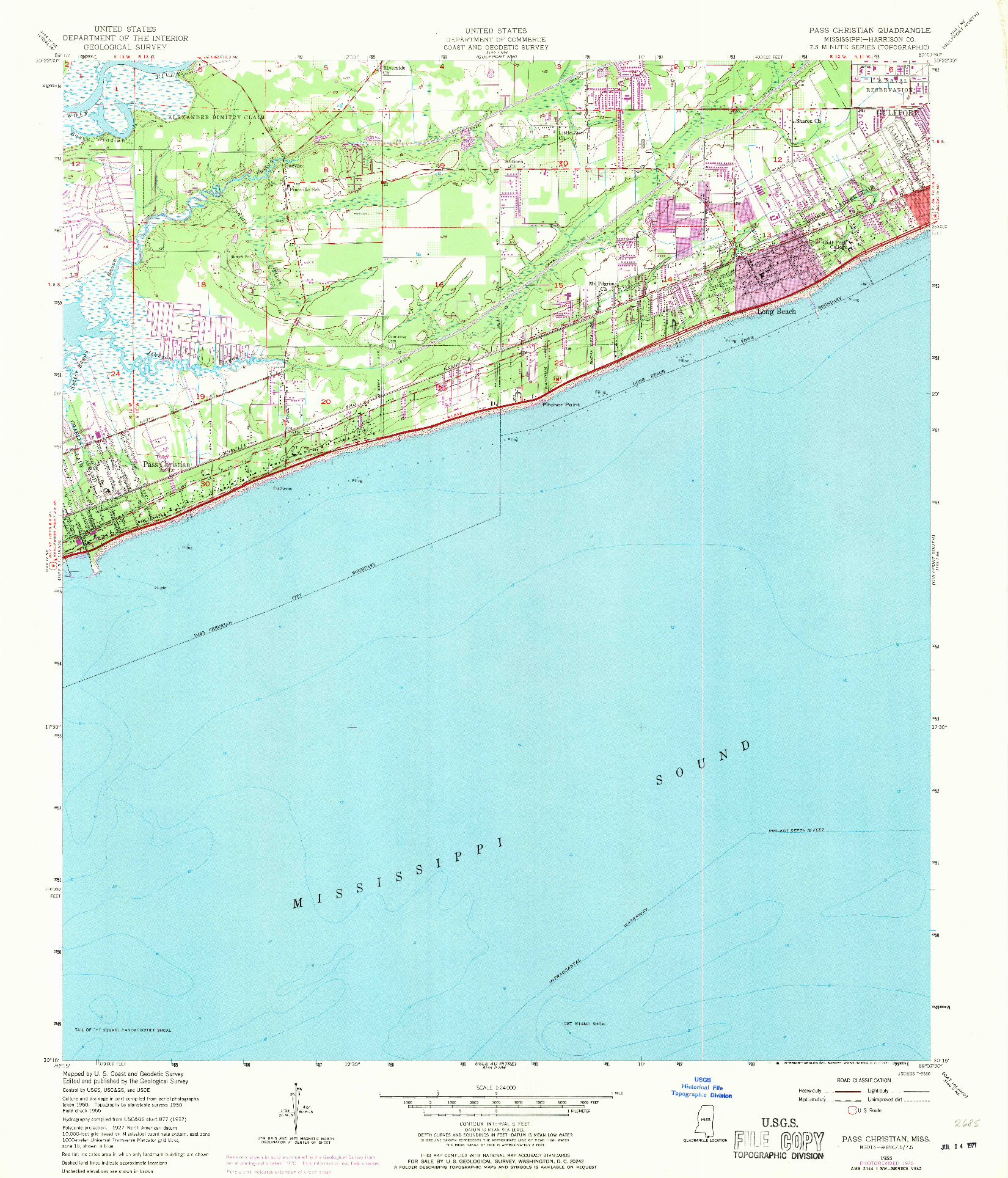 USGS 1:24000-SCALE QUADRANGLE FOR PASS CHRISTIAN, MS 1955