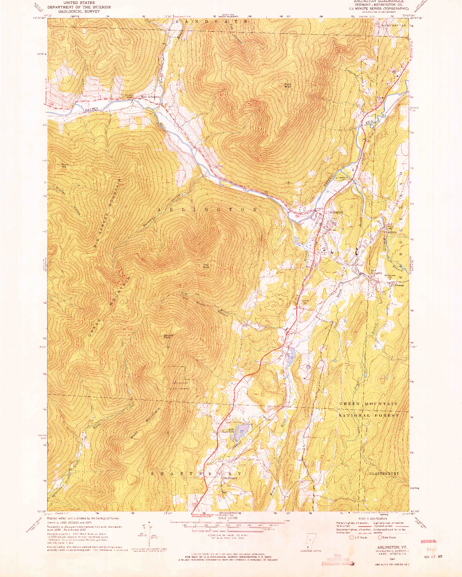 USGS 1:24000-SCALE QUADRANGLE FOR ARLINGTON, VT 1967