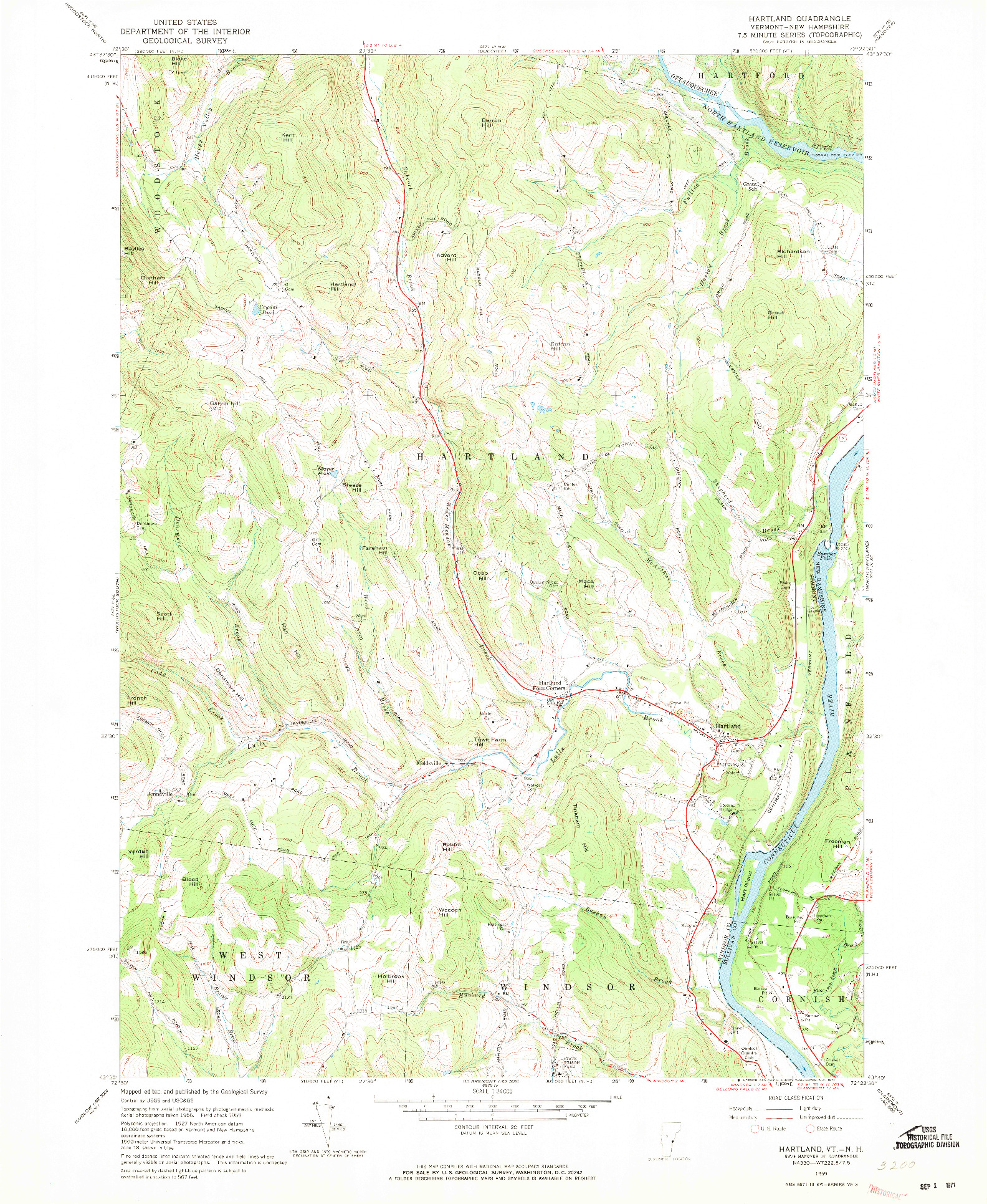 USGS 1:24000-SCALE QUADRANGLE FOR HARTLAND, VT 1959