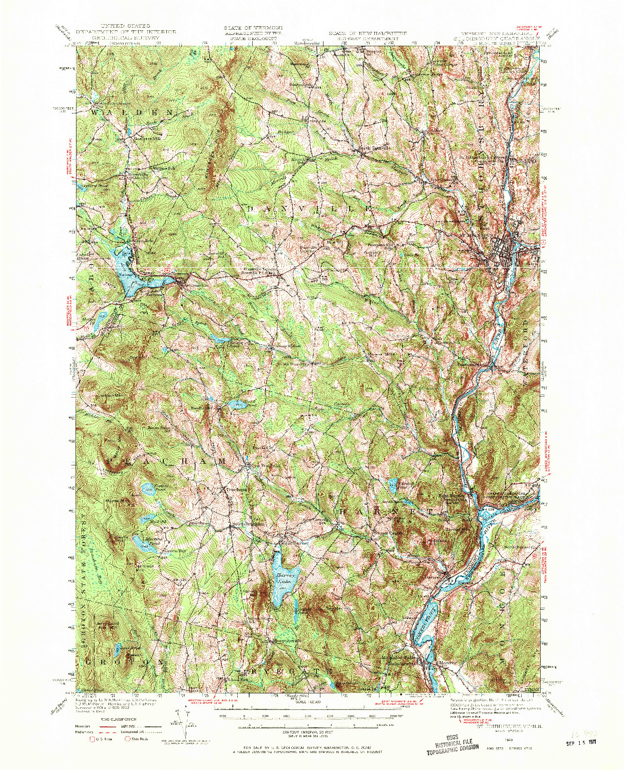 USGS 1:62500-SCALE QUADRANGLE FOR ST. JOHNSBURY, VT 1949