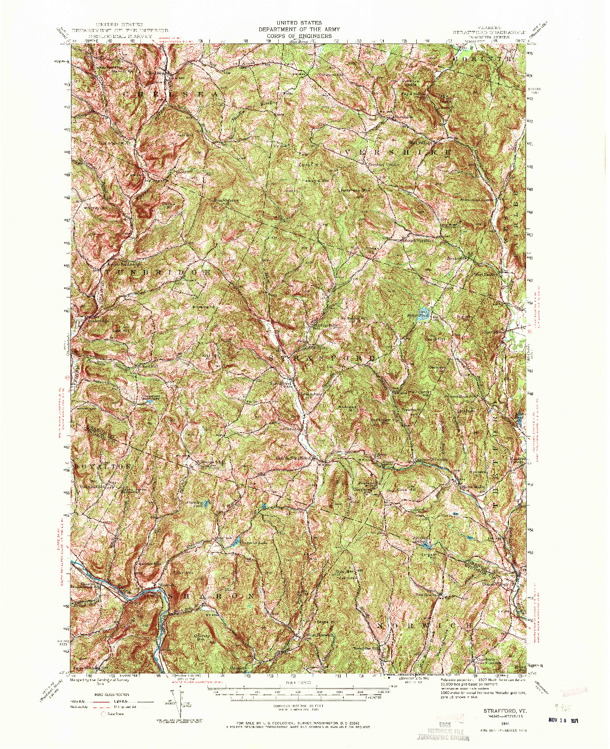 USGS 1:62500-SCALE QUADRANGLE FOR STRAFFORD, VT 1944