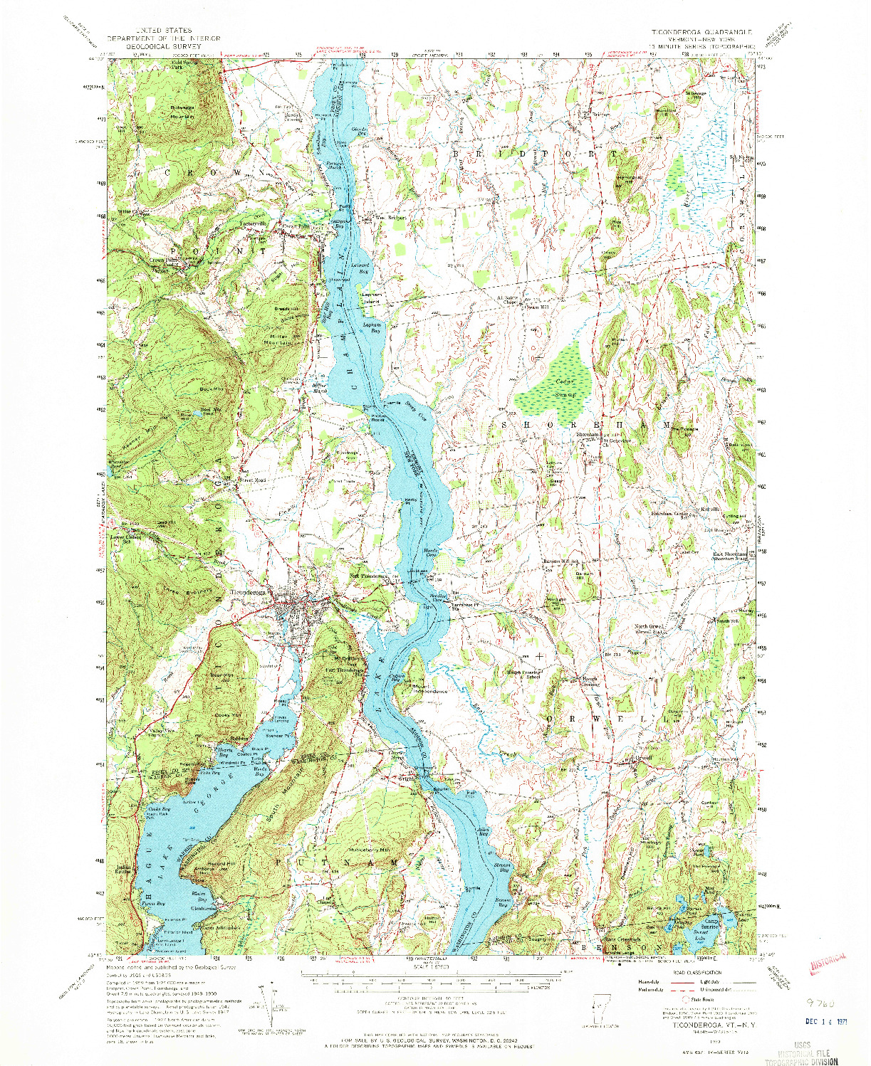 USGS 1:62500-SCALE QUADRANGLE FOR TICONDEROGA, VT 1950