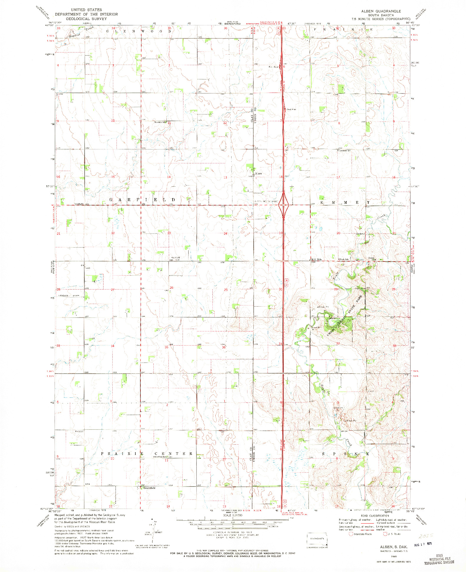 USGS 1:24000-SCALE QUADRANGLE FOR ALSEN, SD 1969