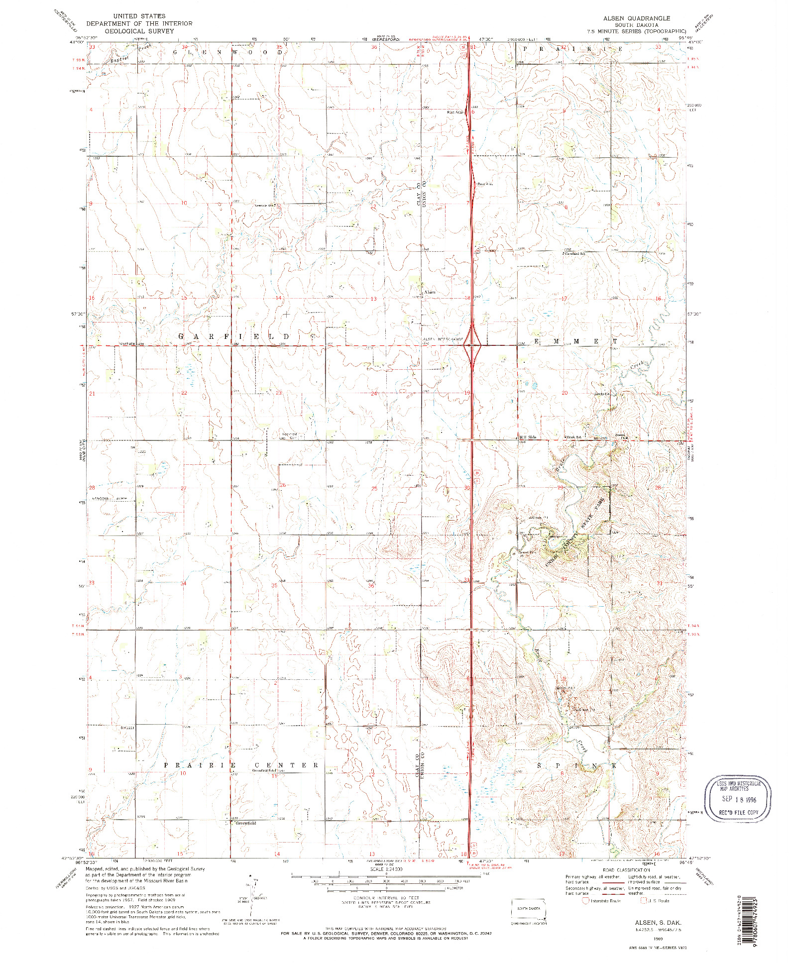USGS 1:24000-SCALE QUADRANGLE FOR ALSEN, SD 1969