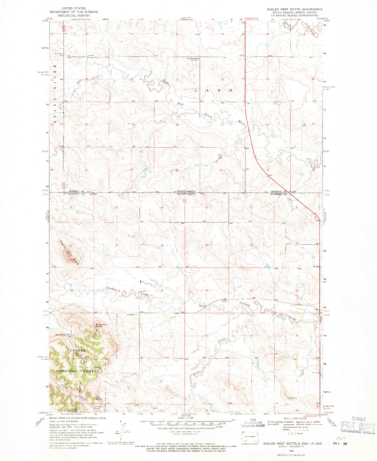 USGS 1:24000-SCALE QUADRANGLE FOR EAGLES NEST BUTTE, SD 1968