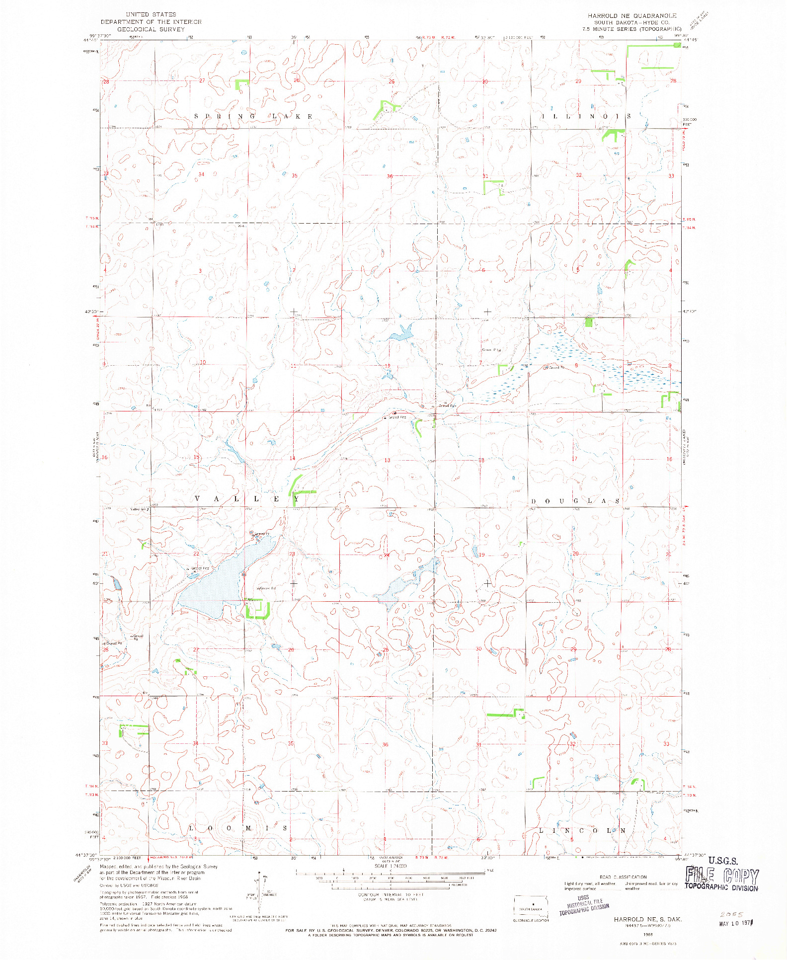USGS 1:24000-SCALE QUADRANGLE FOR HARROLD NE, SD 1968