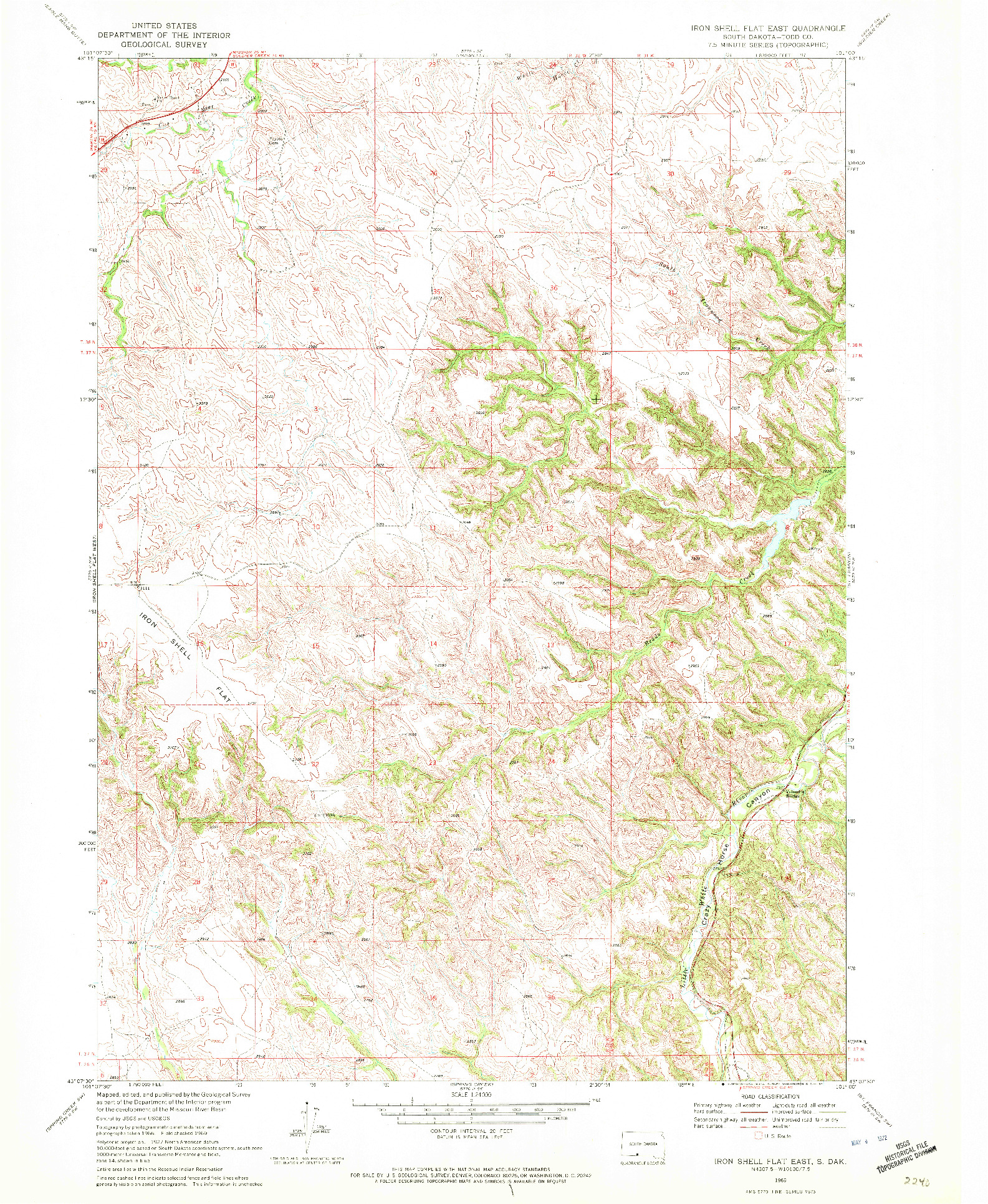 USGS 1:24000-SCALE QUADRANGLE FOR IRON SHELL FLAT EAST, SD 1969