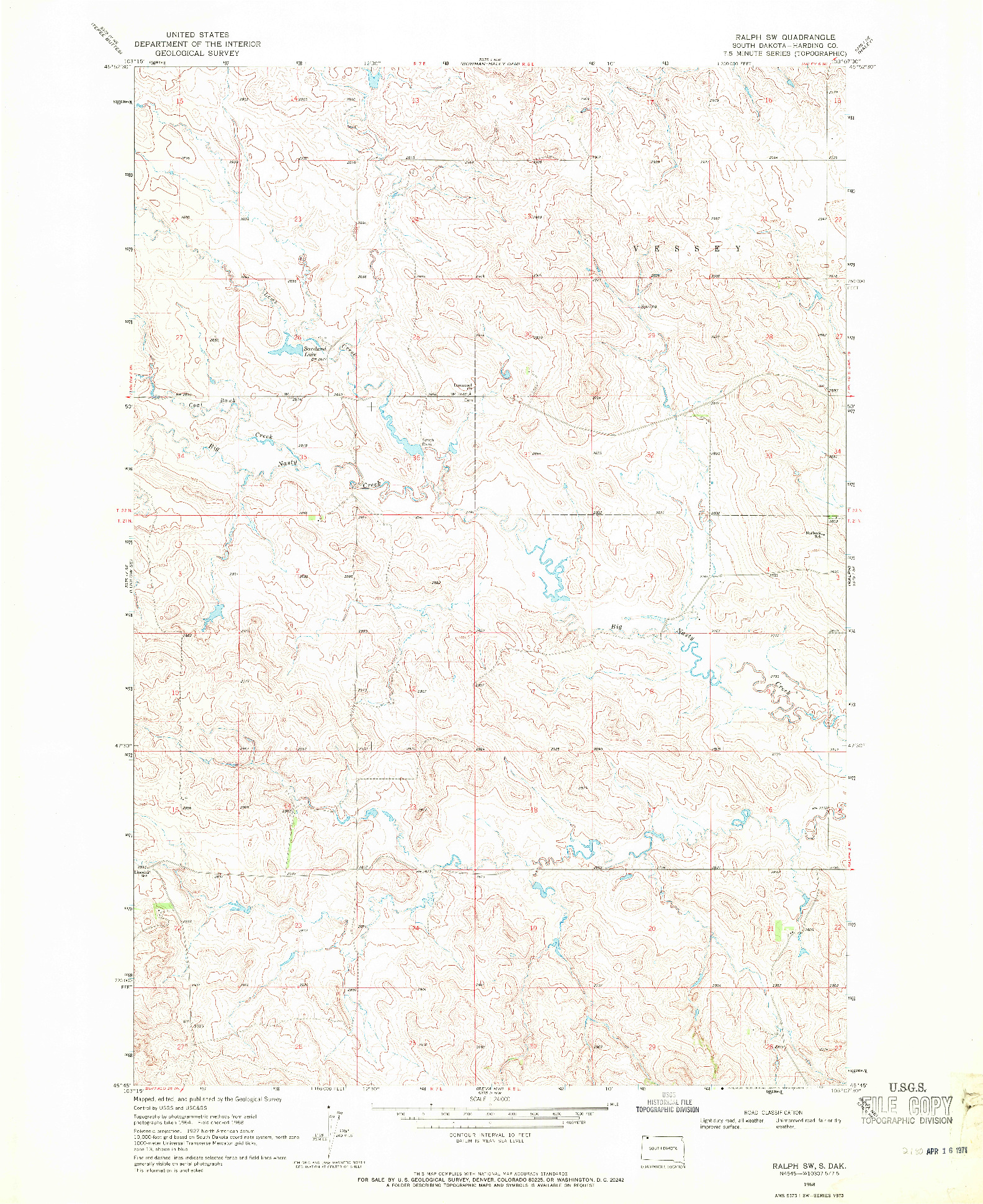 USGS 1:24000-SCALE QUADRANGLE FOR RALPH SW, SD 1968