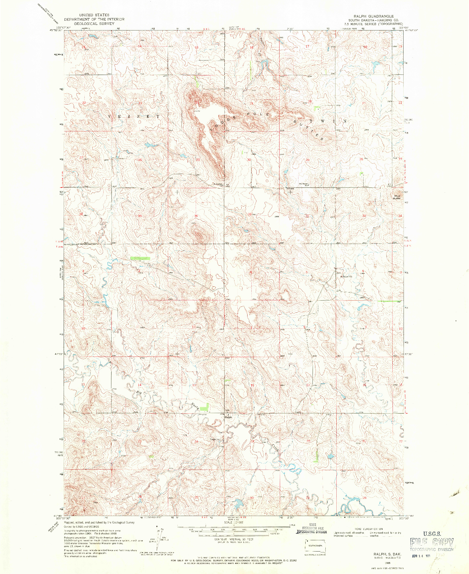 USGS 1:24000-SCALE QUADRANGLE FOR RALPH, SD 1968