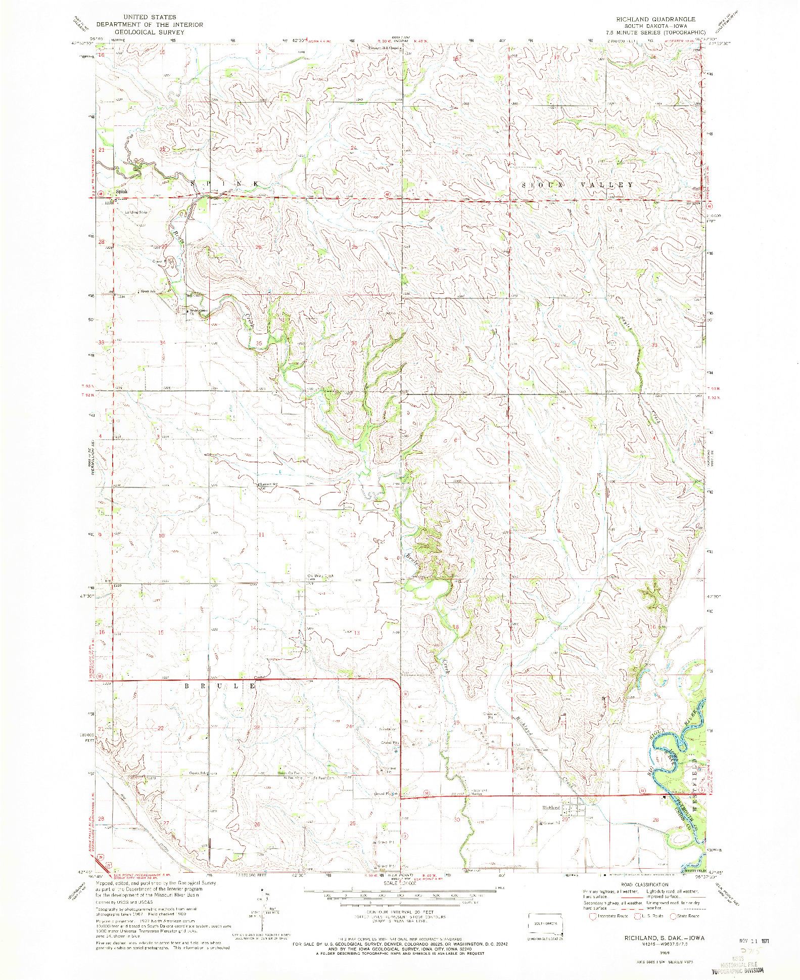 USGS 1:24000-SCALE QUADRANGLE FOR RICHLAND, SD 1969