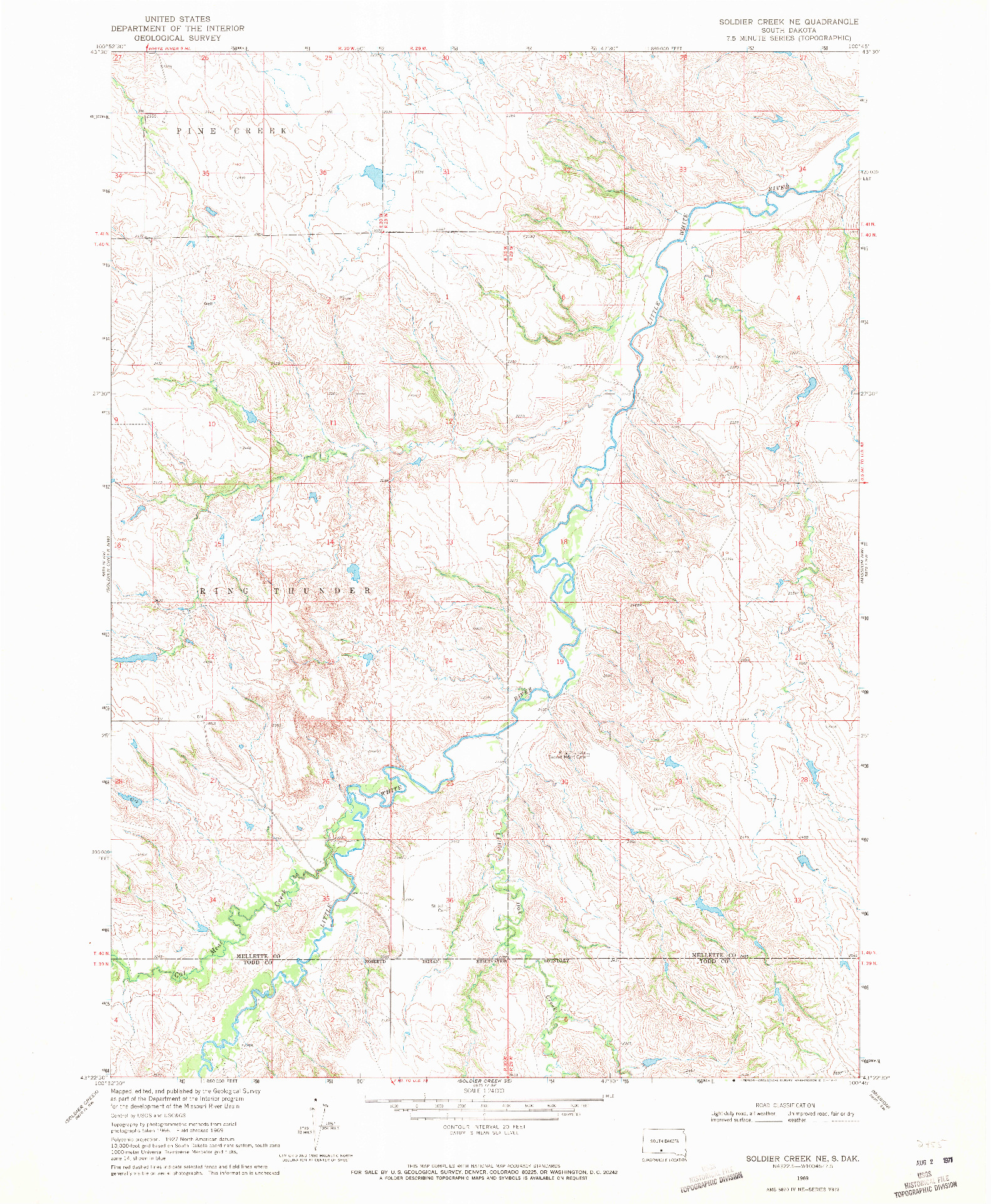 USGS 1:24000-SCALE QUADRANGLE FOR SOLDIER CREEK NE, SD 1969