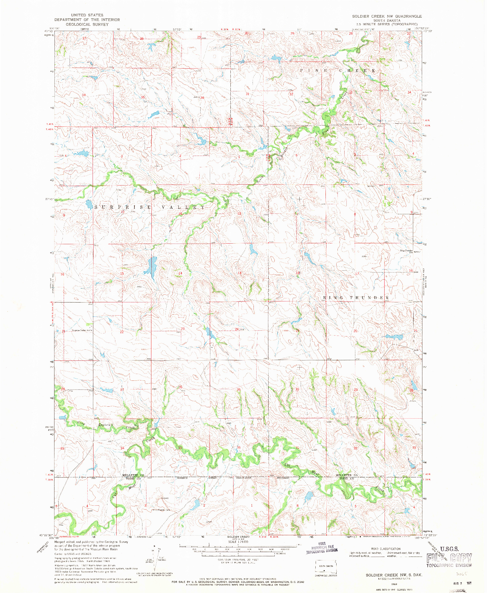 USGS 1:24000-SCALE QUADRANGLE FOR SOLDIER CREEK NW, SD 1969