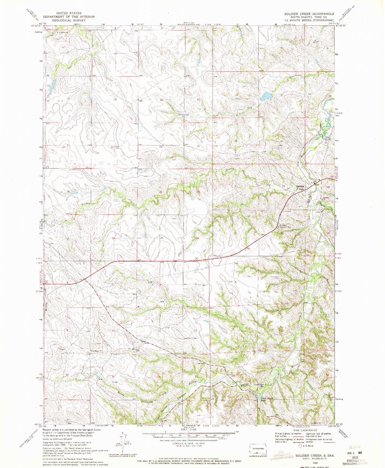 USGS 1:24000-SCALE QUADRANGLE FOR SOLDIER CREEK, SD 1969