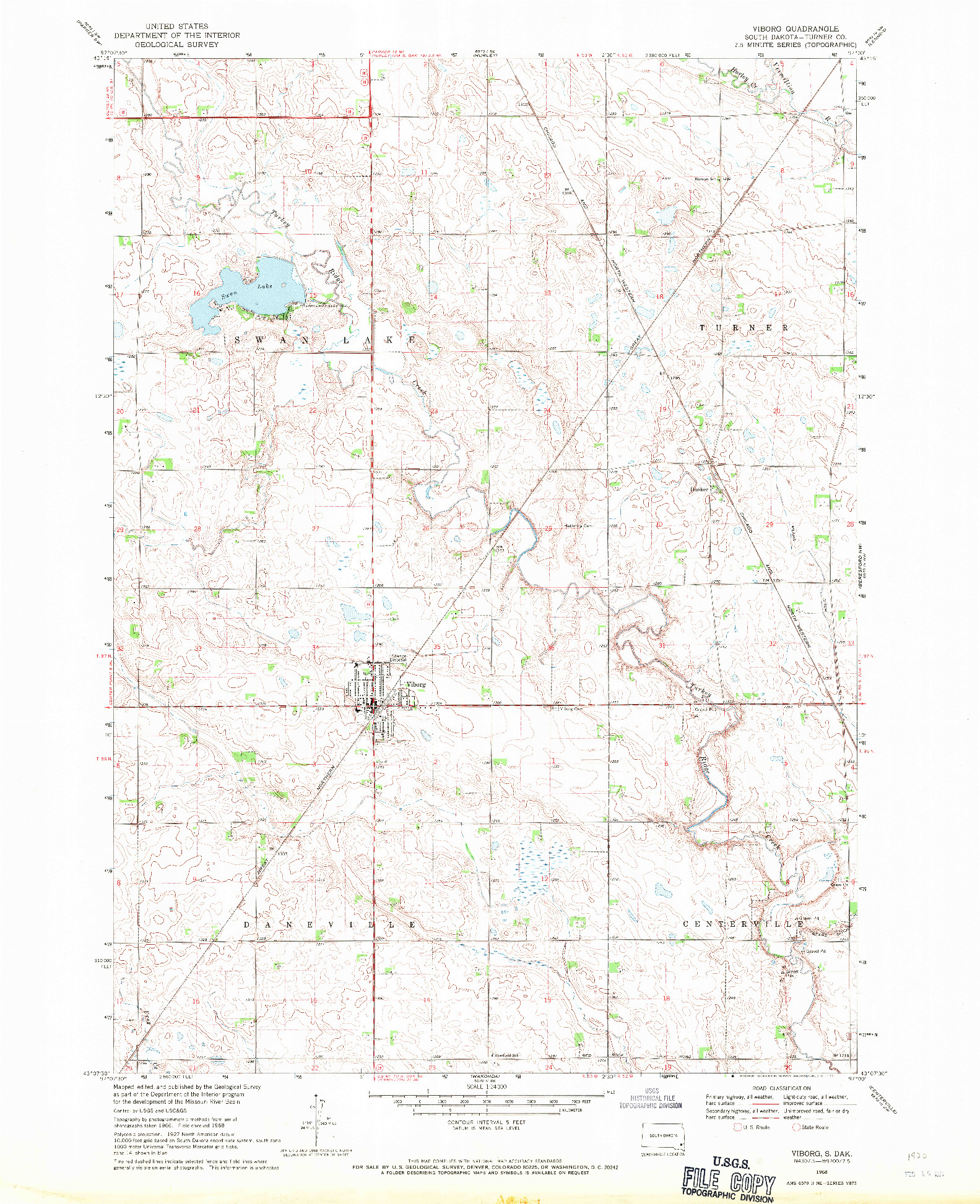 USGS 1:24000-SCALE QUADRANGLE FOR VIBORG, SD 1968