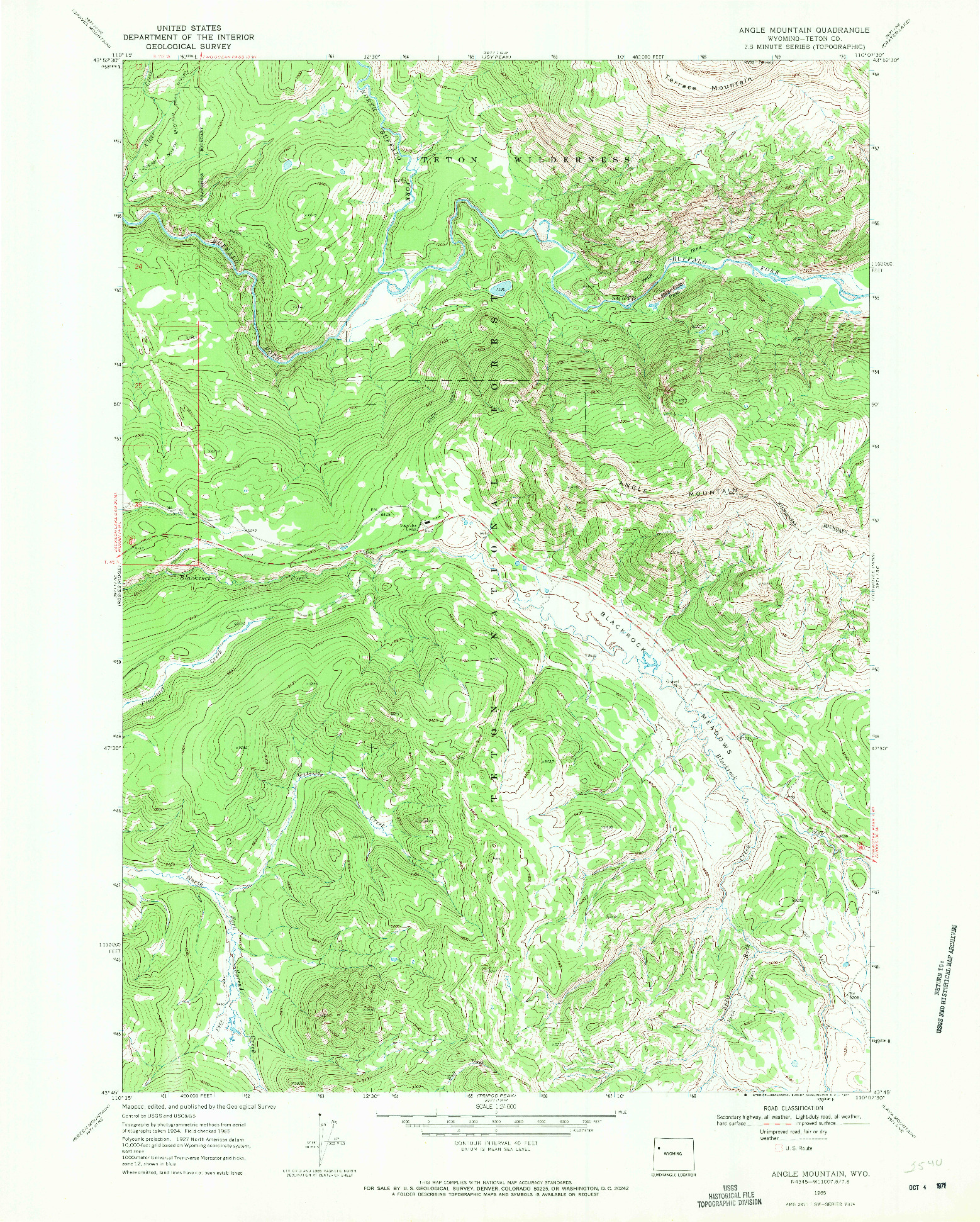 USGS 1:24000-SCALE QUADRANGLE FOR ANGLE MOUNTAIN, WY 1965