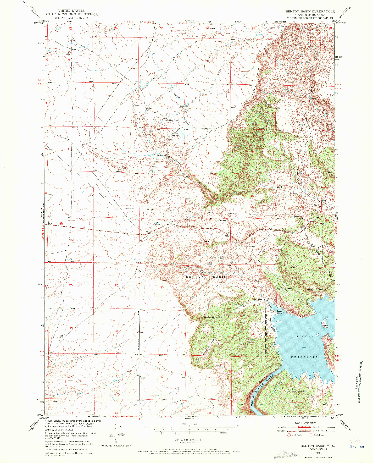 USGS 1:24000-SCALE QUADRANGLE FOR BENTON BASIN, WY 1951